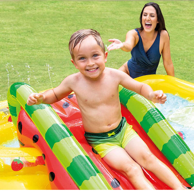 PISCINA INFLABLE CENTRO DE JUEGOS FRUTAS CON TOBOGÁN - 4