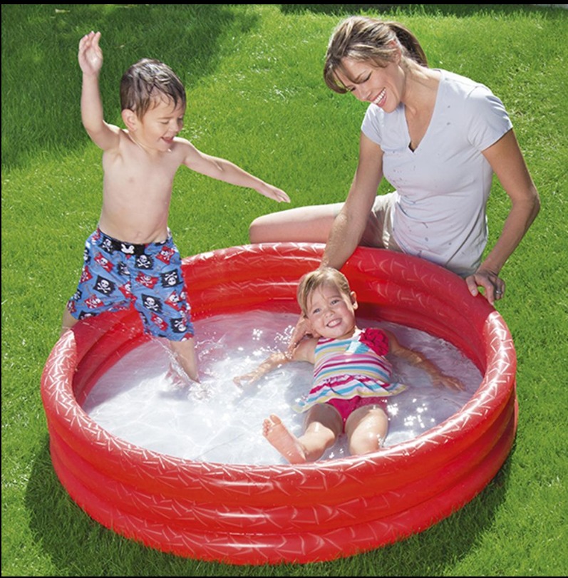 PILETA INFLABLE REDONDA TRES ANILLOS ROJO - 4