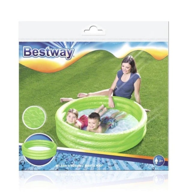 PILETA INFLABLE REDONDA TRES ANILLOS VERDE - 1