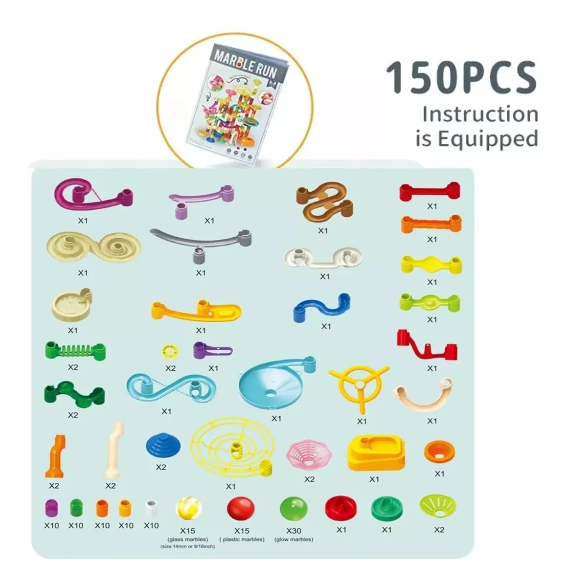 PISTA CIRCUITO DE CANICAS CON LUZ Y BLOQUES ENCAJE 150PCS - 5