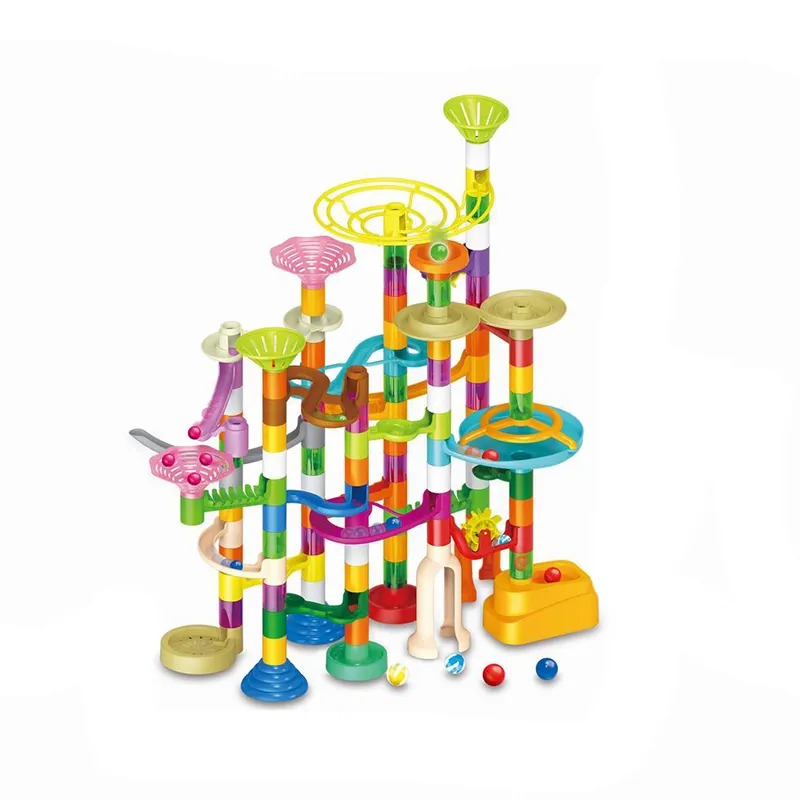 PISTA CIRCUITO DE CANICAS CON LUZ Y BLOQUES ENCAJE 150PCS - 6