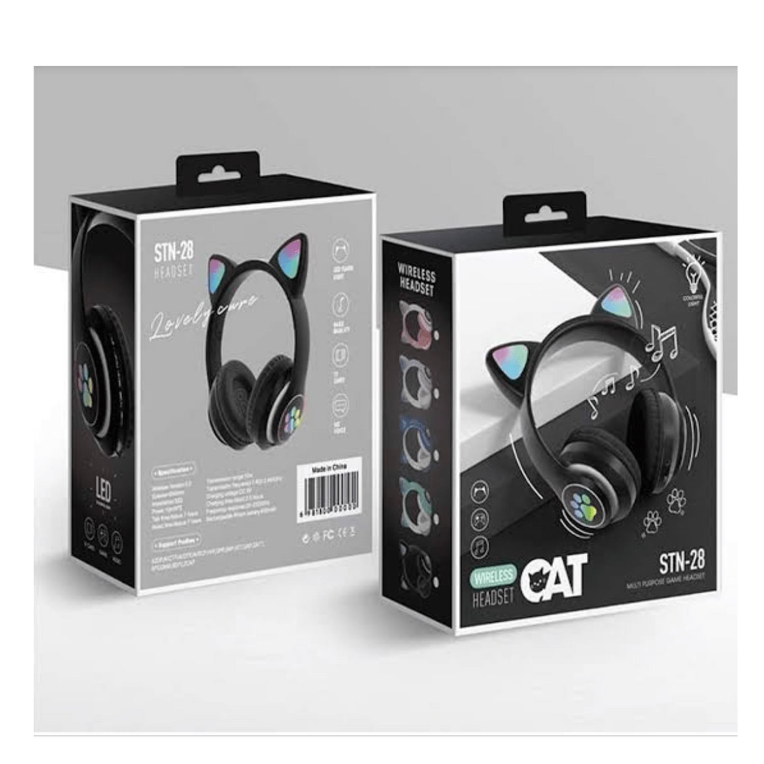 AUDÍFONOS STN-28N BLUETOOTH GATO COLOR NEGRO - 2