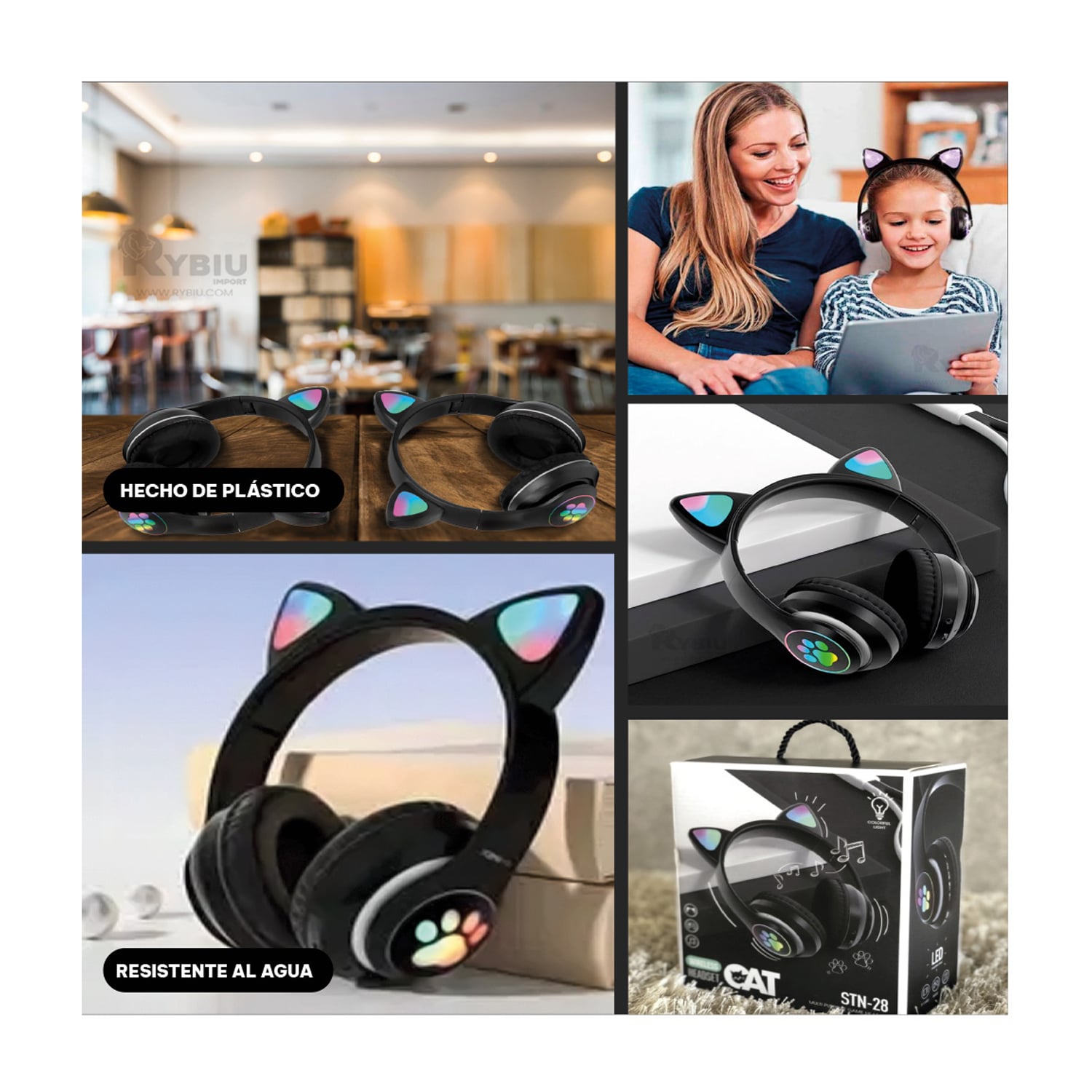 AUDÍFONOS STN-28N BLUETOOTH GATO COLOR NEGRO - 4