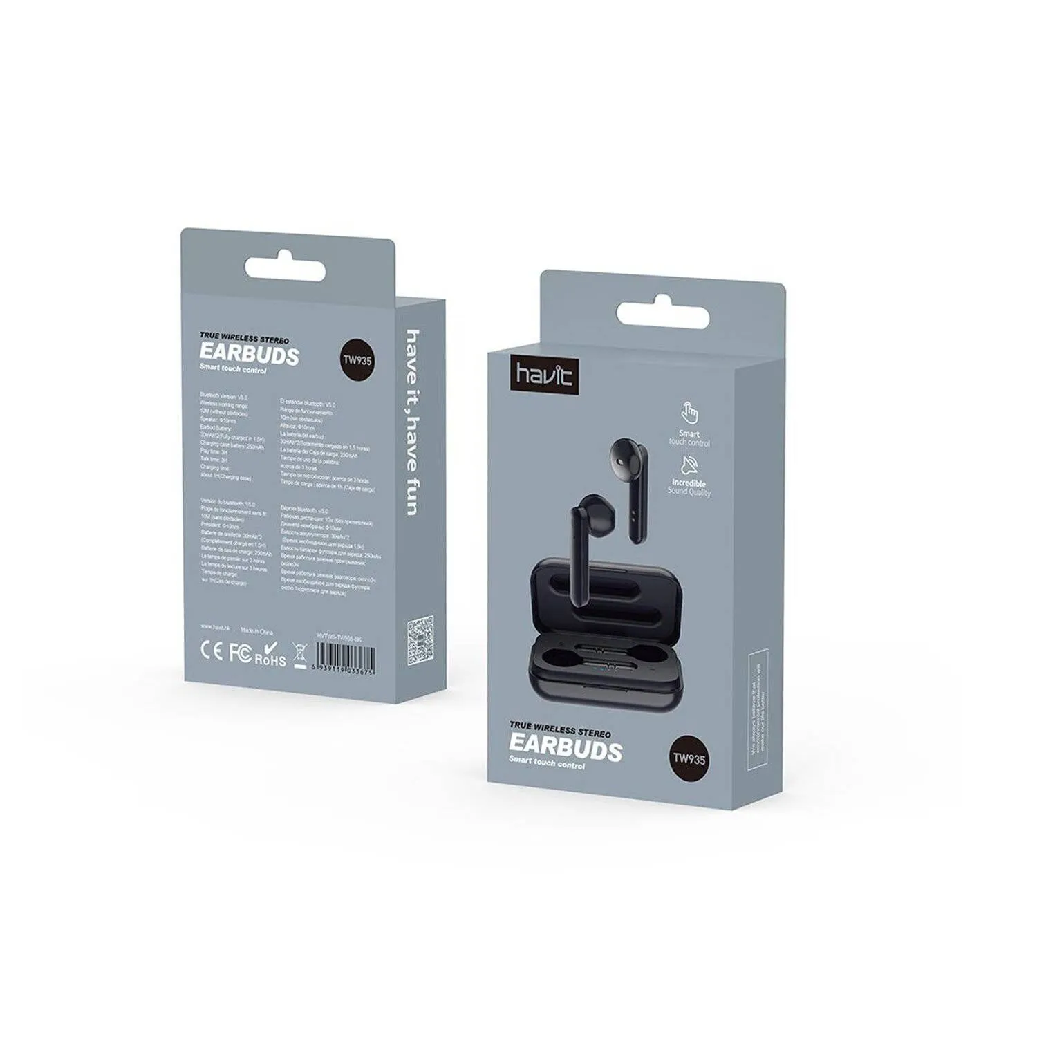 AUDÍFONOS HAVIT INALÁMBRICO BLUETOOTH SMART TOUCH TW935-BK - 3