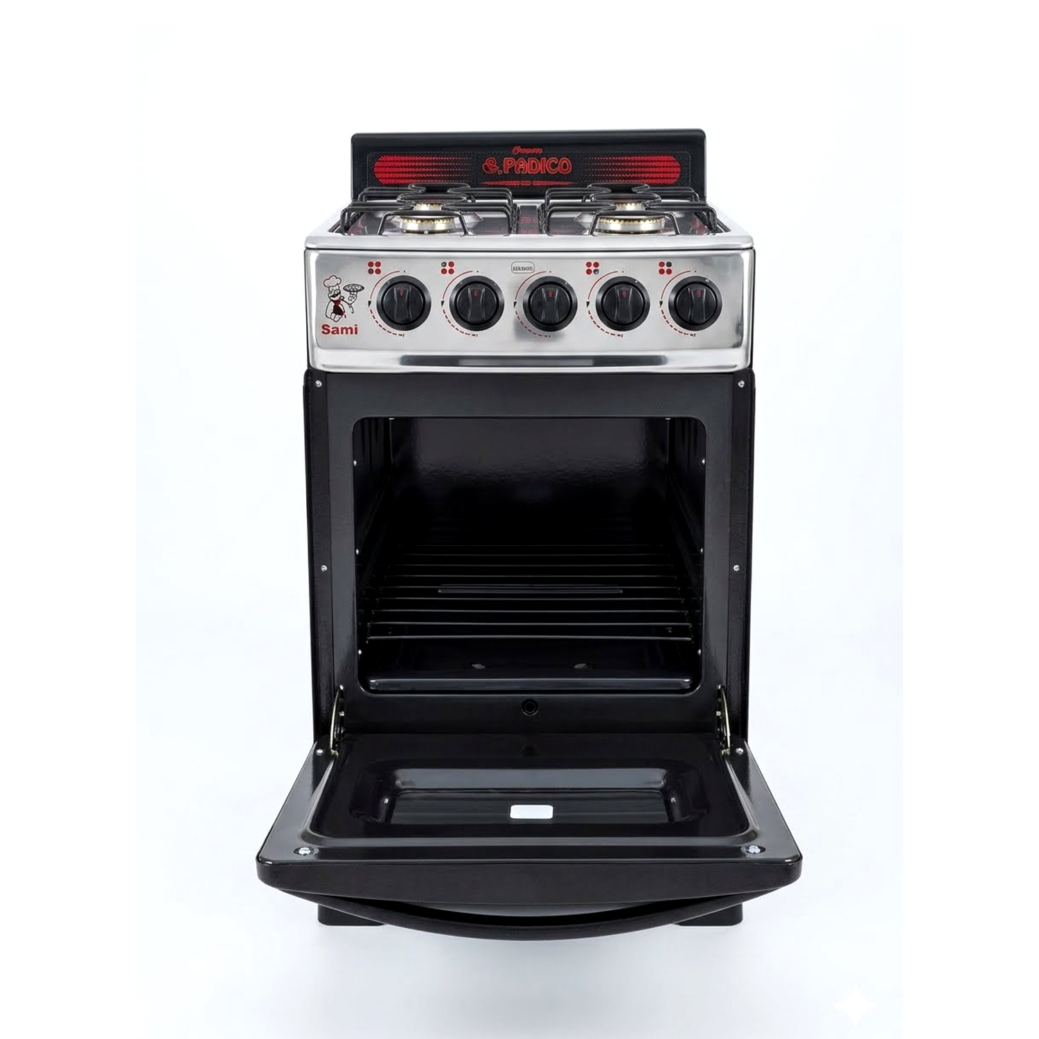 COCINA CON TAPA DE VIDRIO Y HORNO SAMI 4H NEGRO - 4