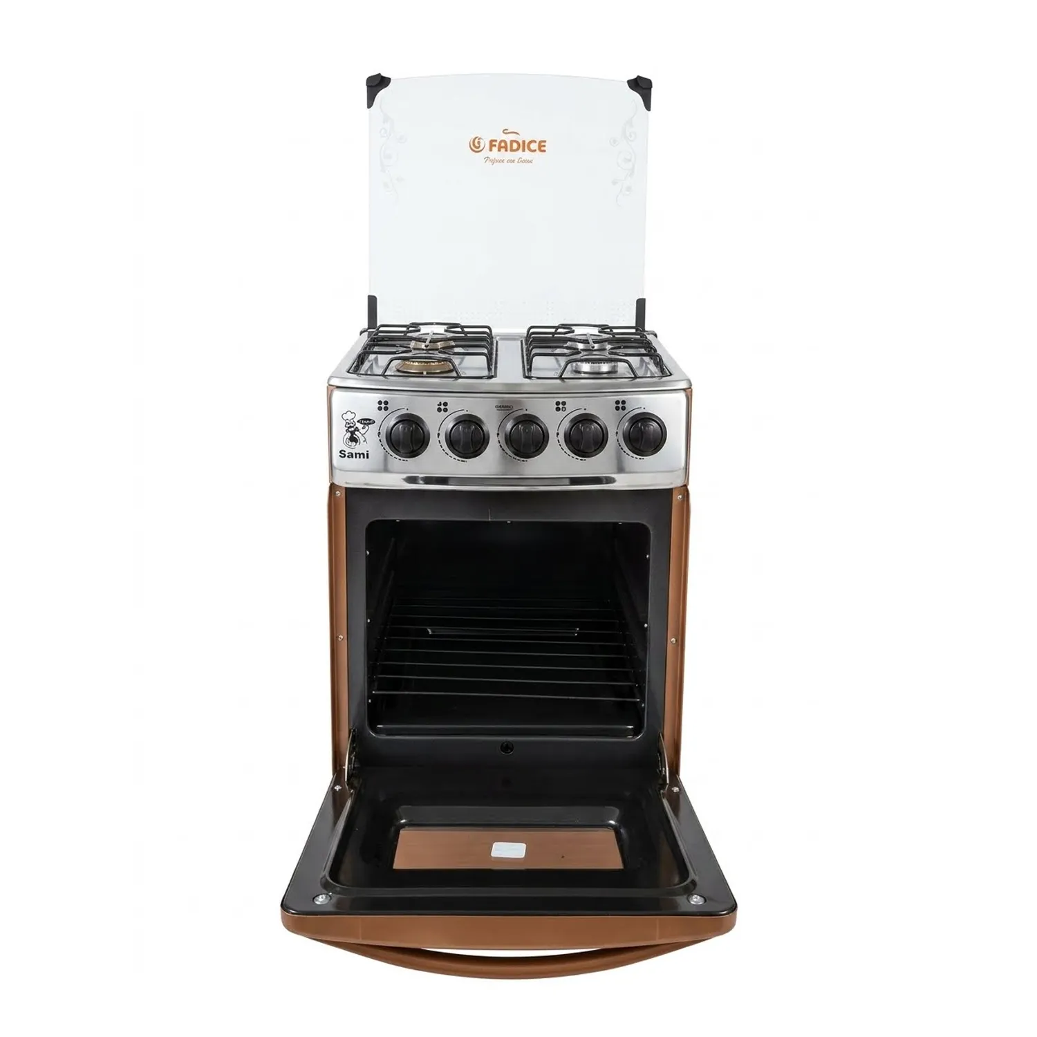 COCINA CON TAPA DE VIDRIO Y HORNO SAMI 4H COBRE - 2