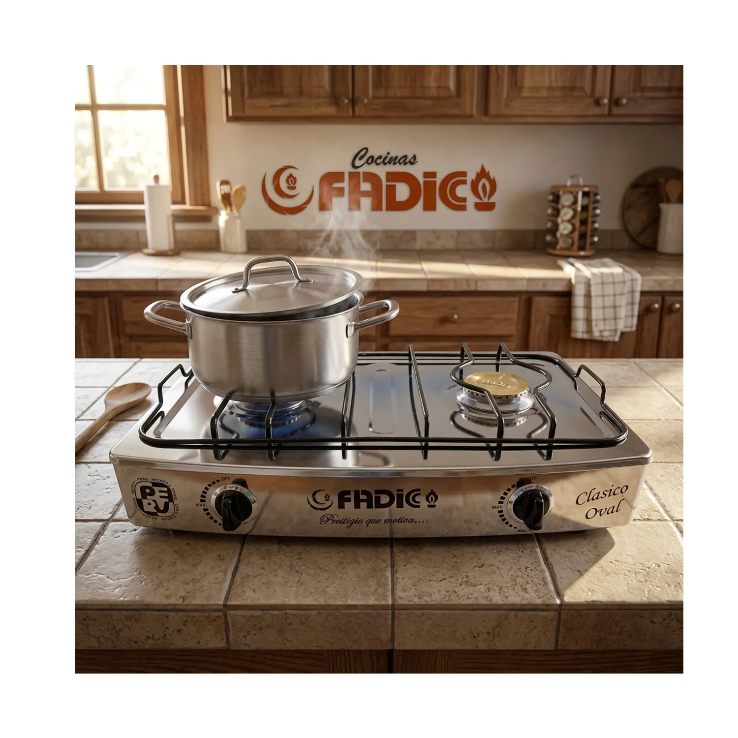 COCINA DE MESA FADIC CLÁSICO OVAL 2 HORNILLAS ACERO - 5