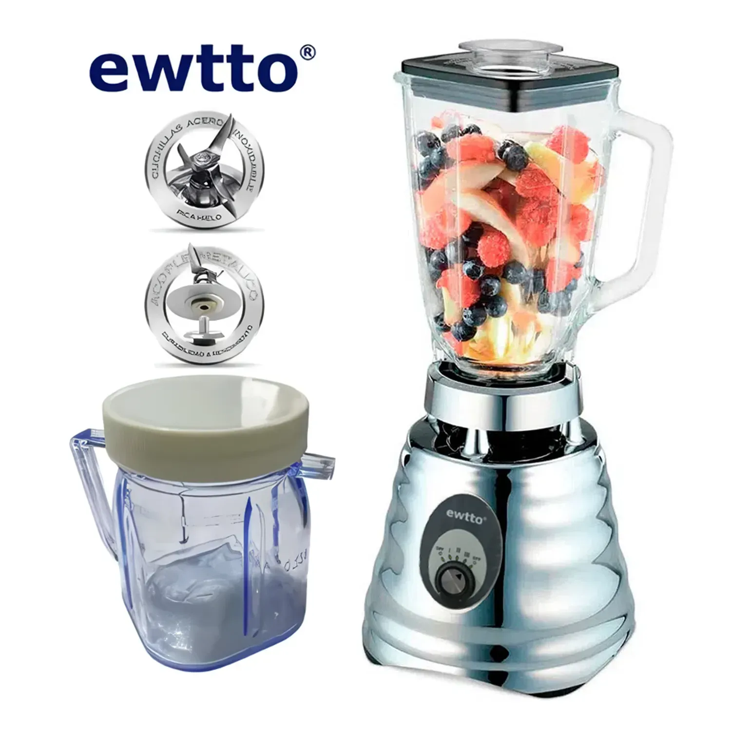 LICUADORA EWTTO CLÁSICA 3 VELOCIDADES 600W  ET-Y3448-S - 1