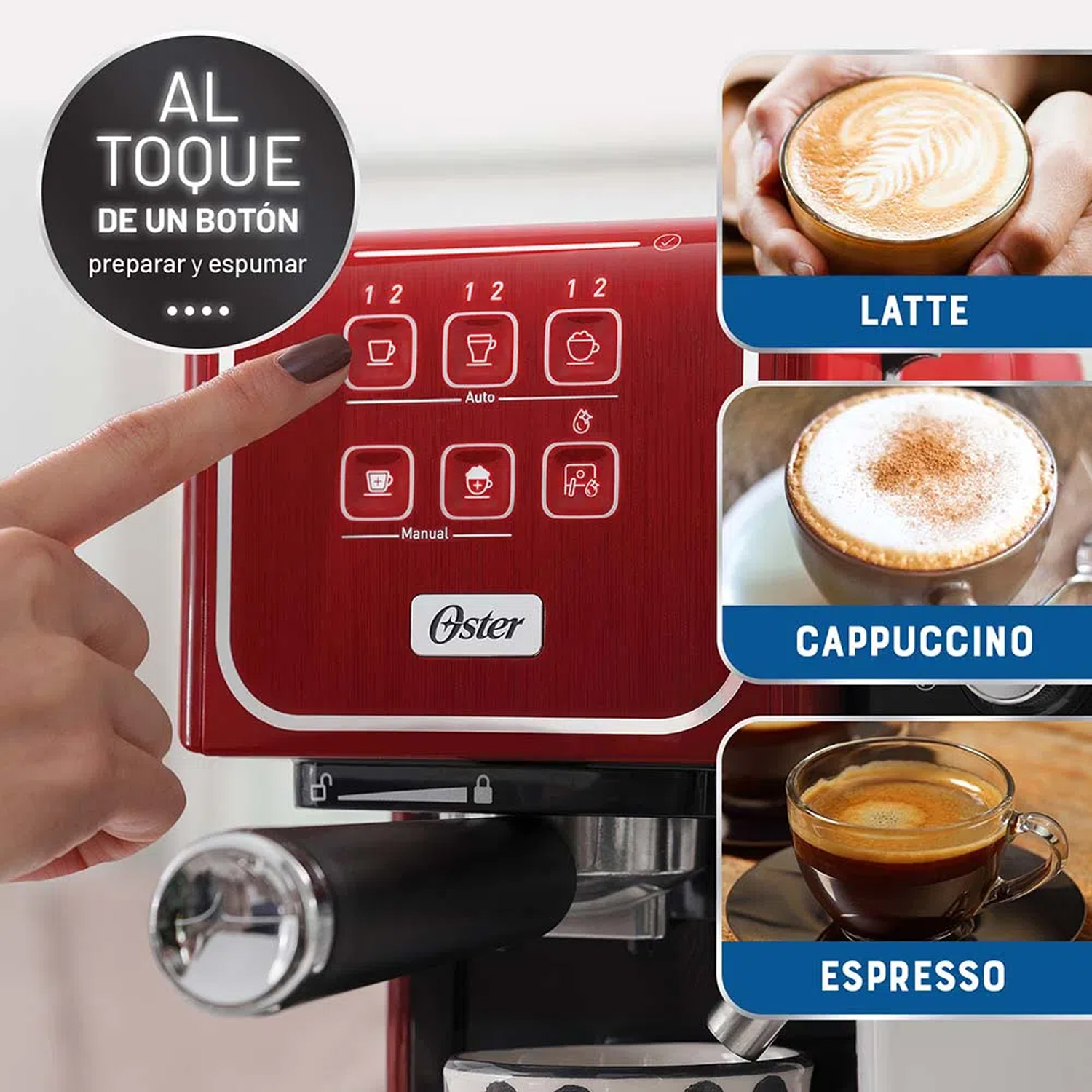 CAFETERA OSTER BVSTEM6801R PRIMALATTE AUTOMATICA ROJO - 3