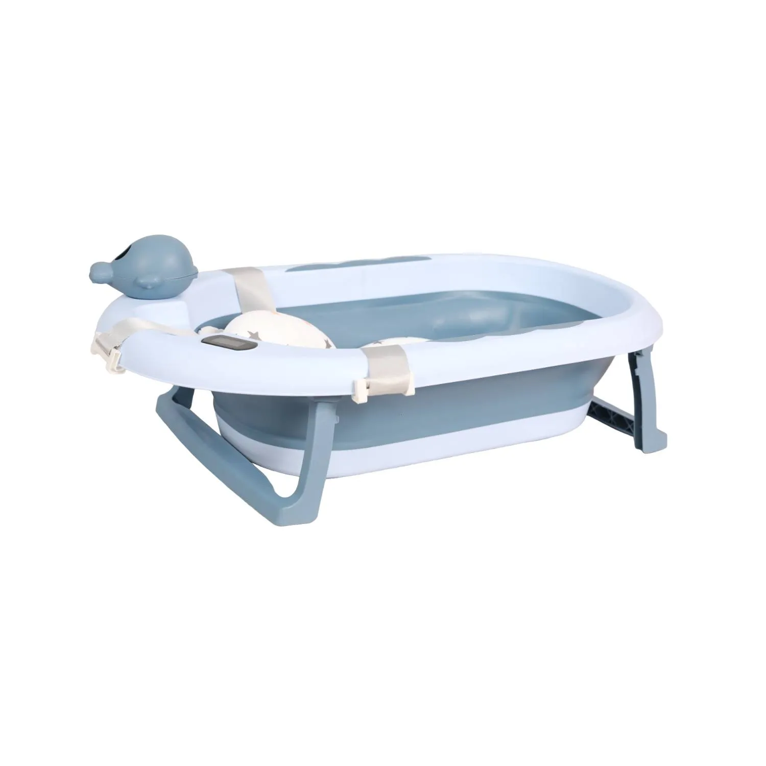 BAÑERA PLEGABLE BABY KITS CON TERMÓMETRO JELLY AZUL + ACCESORIOS - 5