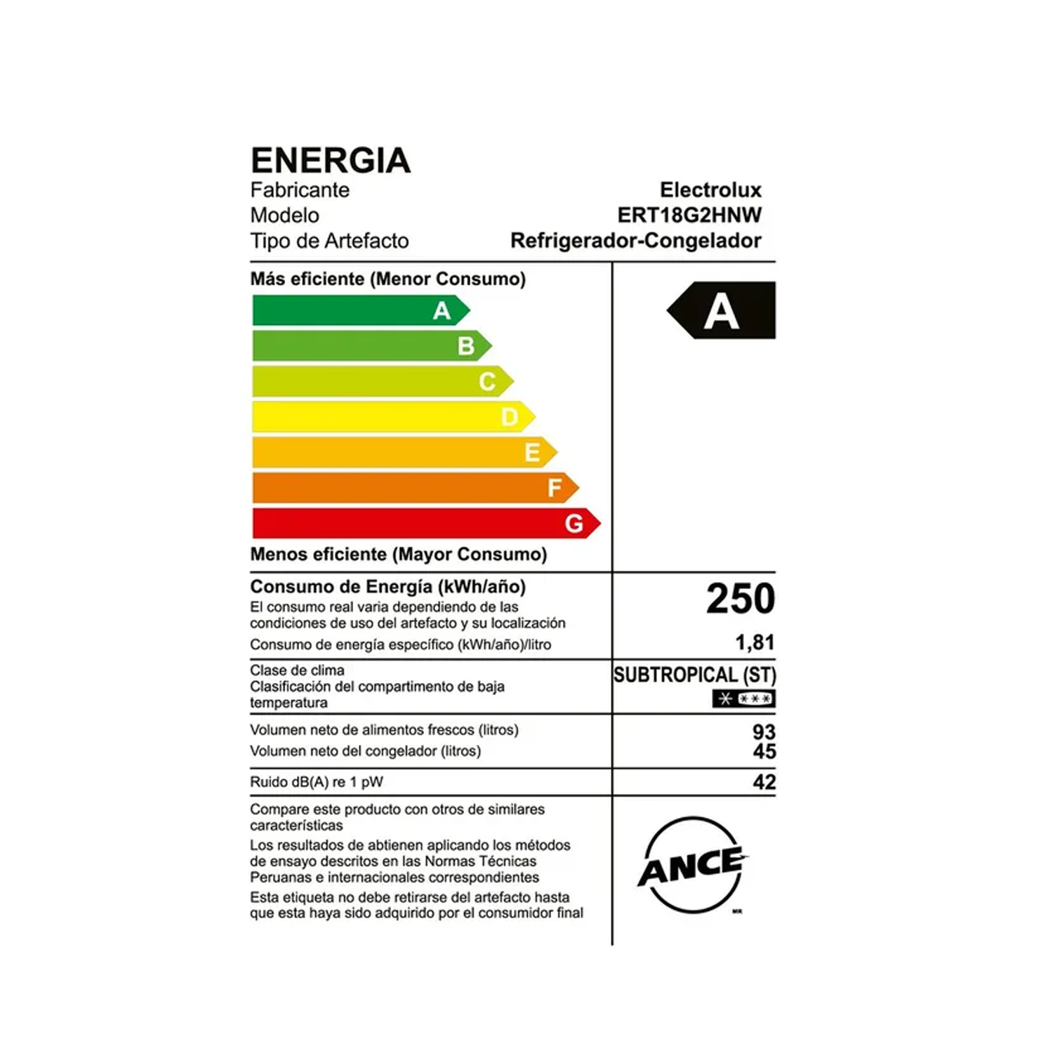 REFRIGERADORA ELECTROLUX TOP FREEZER FROST ERT18G2HNW 138L BLANCA - 7