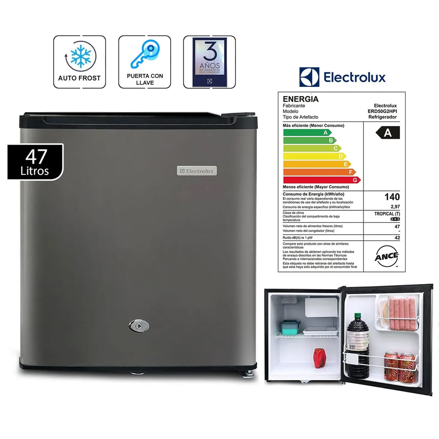 FRIGOBAR ELECTROLUX ERD50G2HPI 47 LTS FROST INOX - 1