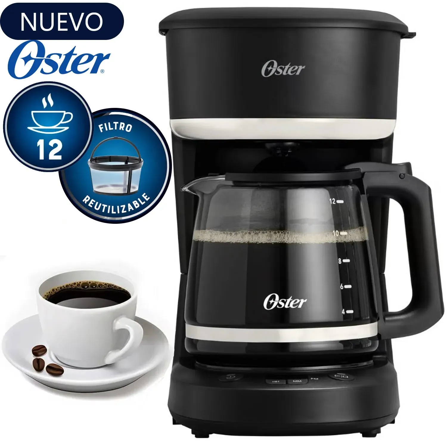 CAFETERA OSTER PROGRAMABLE 12 TAZAS DE FILTRO BVSTDCP121B - 7