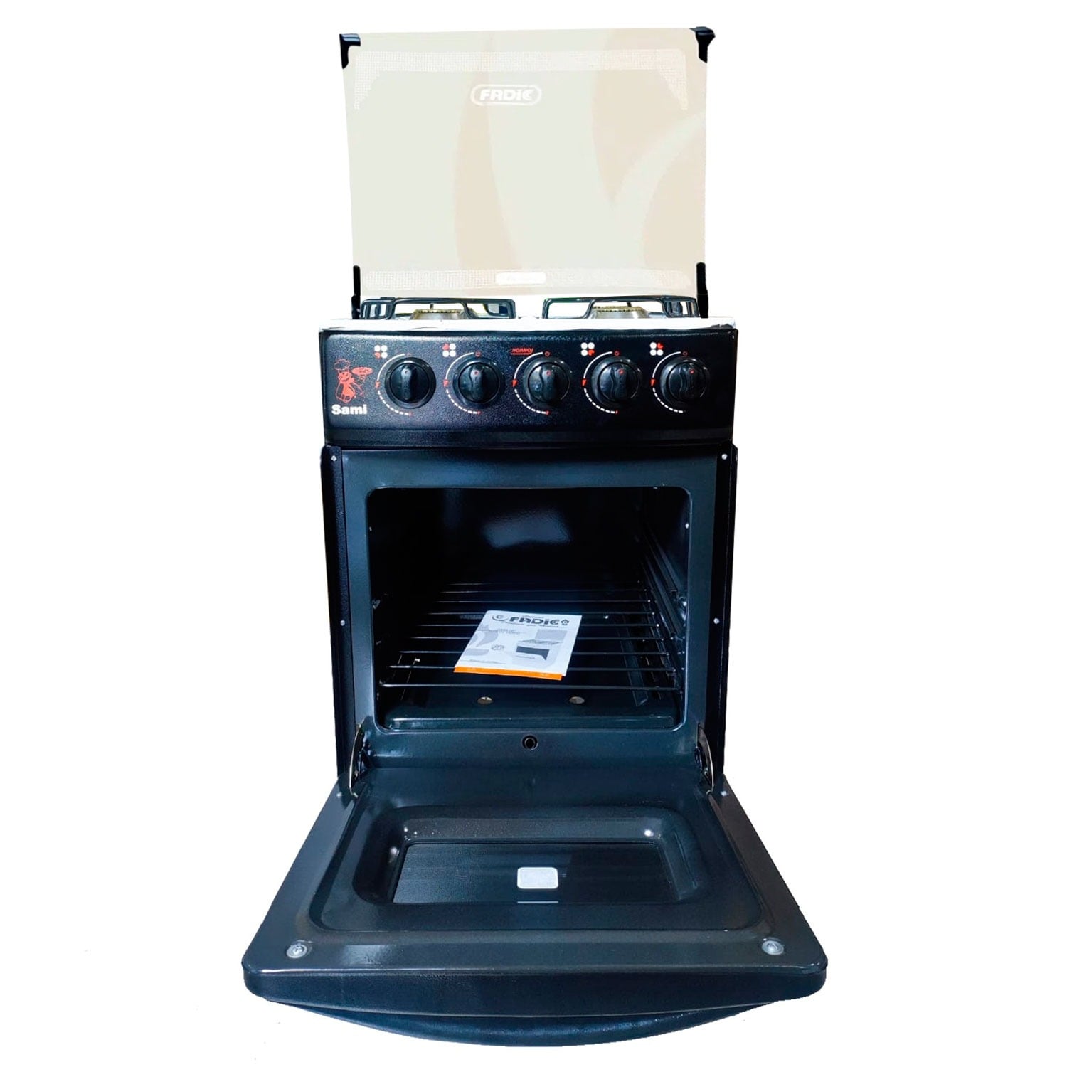 COCINA FADIC CON TAPA DE VIDRIO Y HORNO SAMI 4H NEGRO - 2