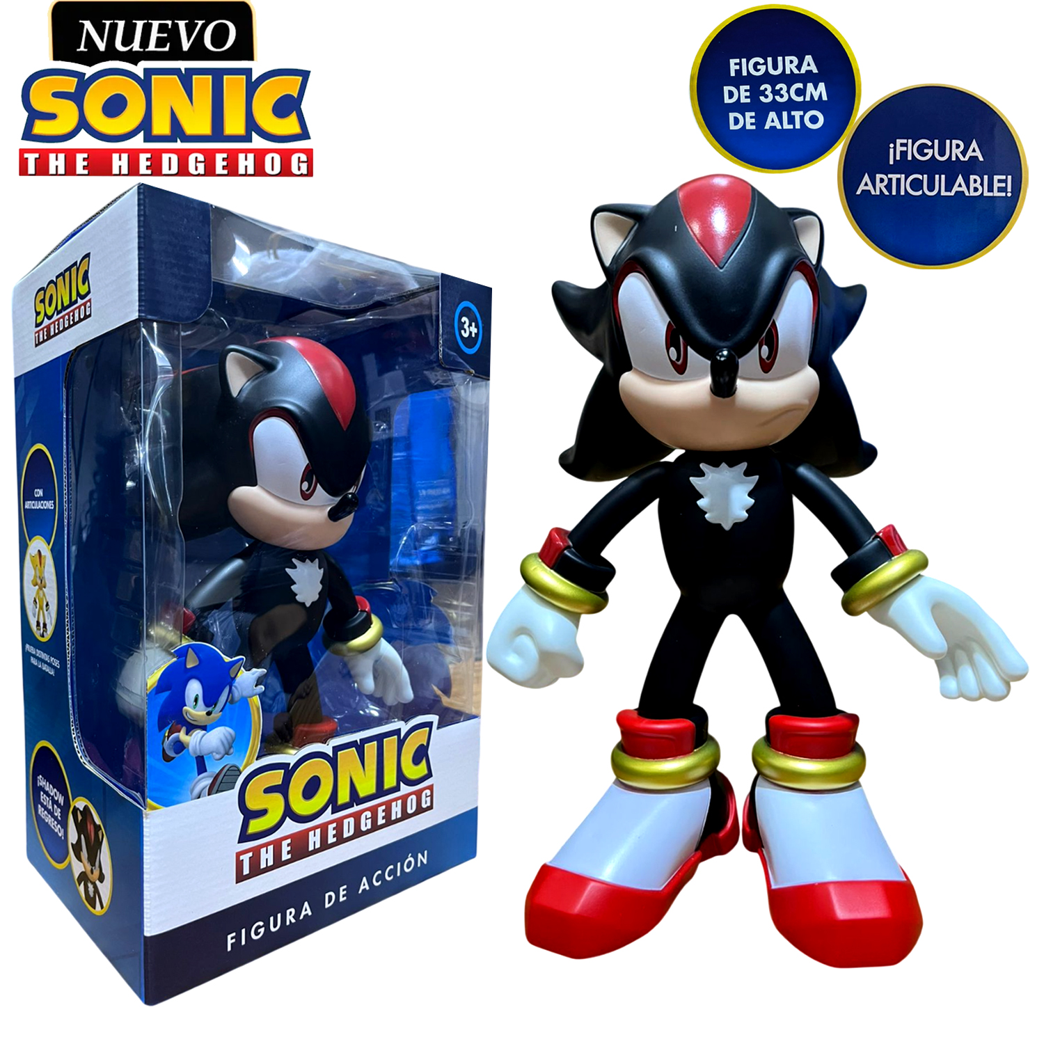 MUÑECO SONIC THE HEDGEHOG ARTICULABLE SHADOW 9938-SHADOW - 1