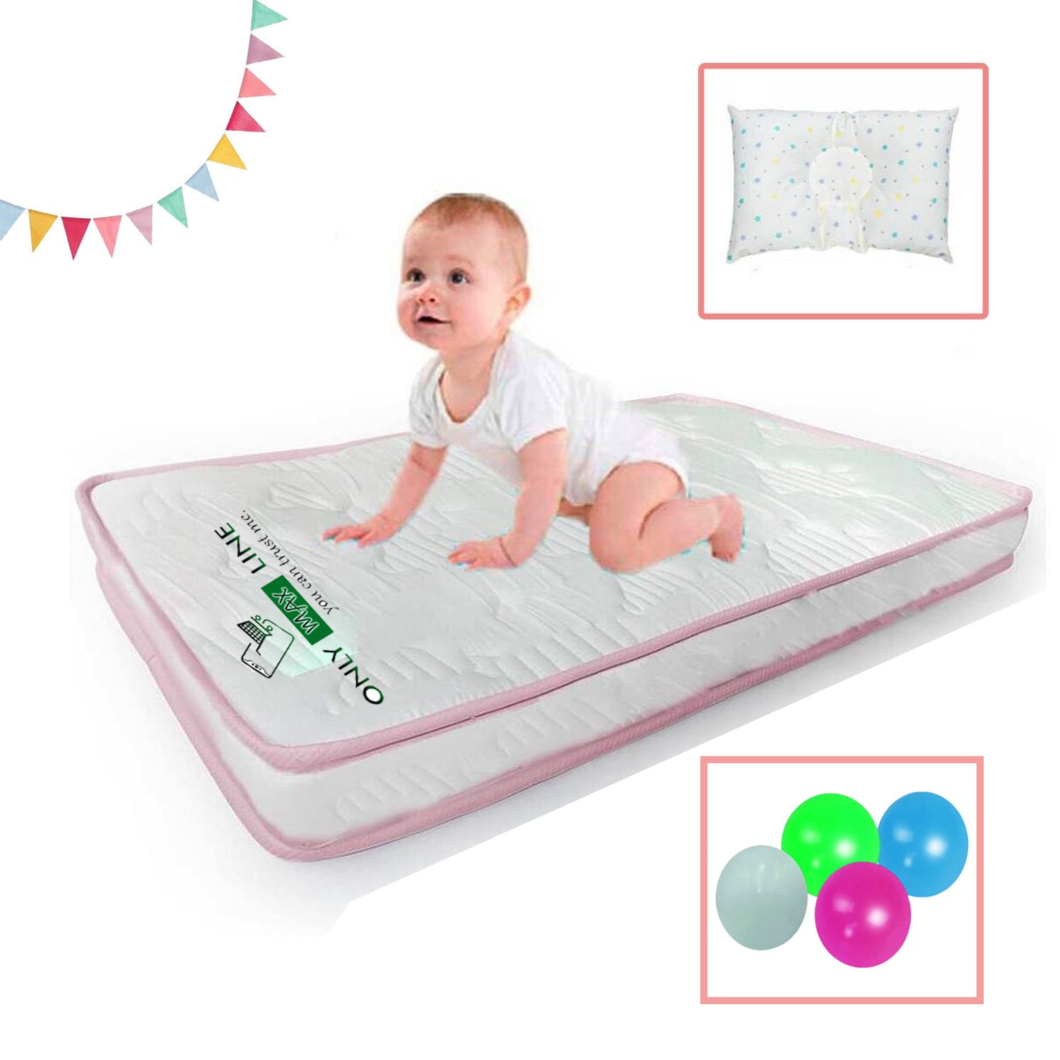 COLCHON DE BEBÉ PARA CUNAS PACK AND PLAY ROSADO - 2
