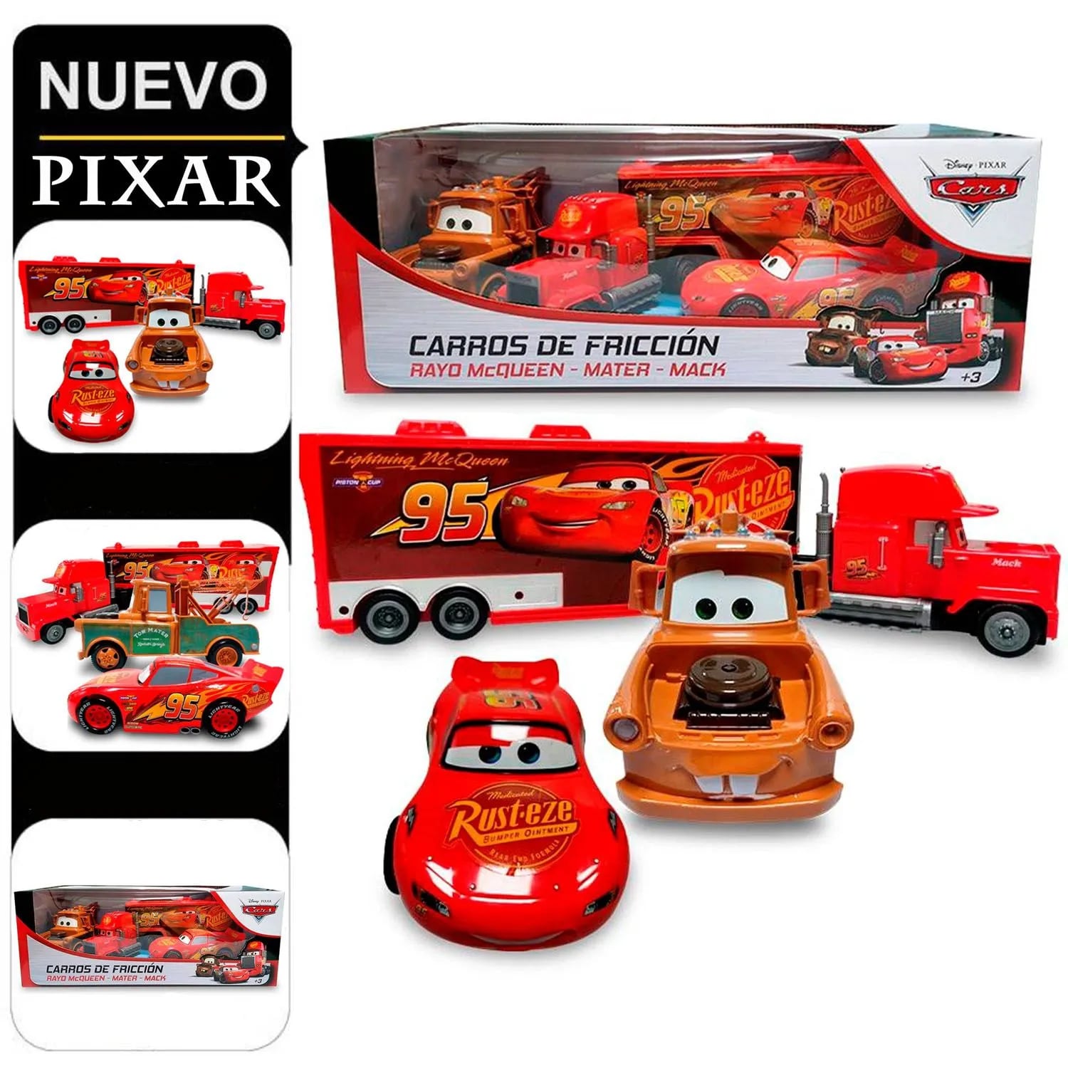 COCHES DE FRICCIÓN CARS MATER MCQUEEN Y MACK 6777-09 - 1