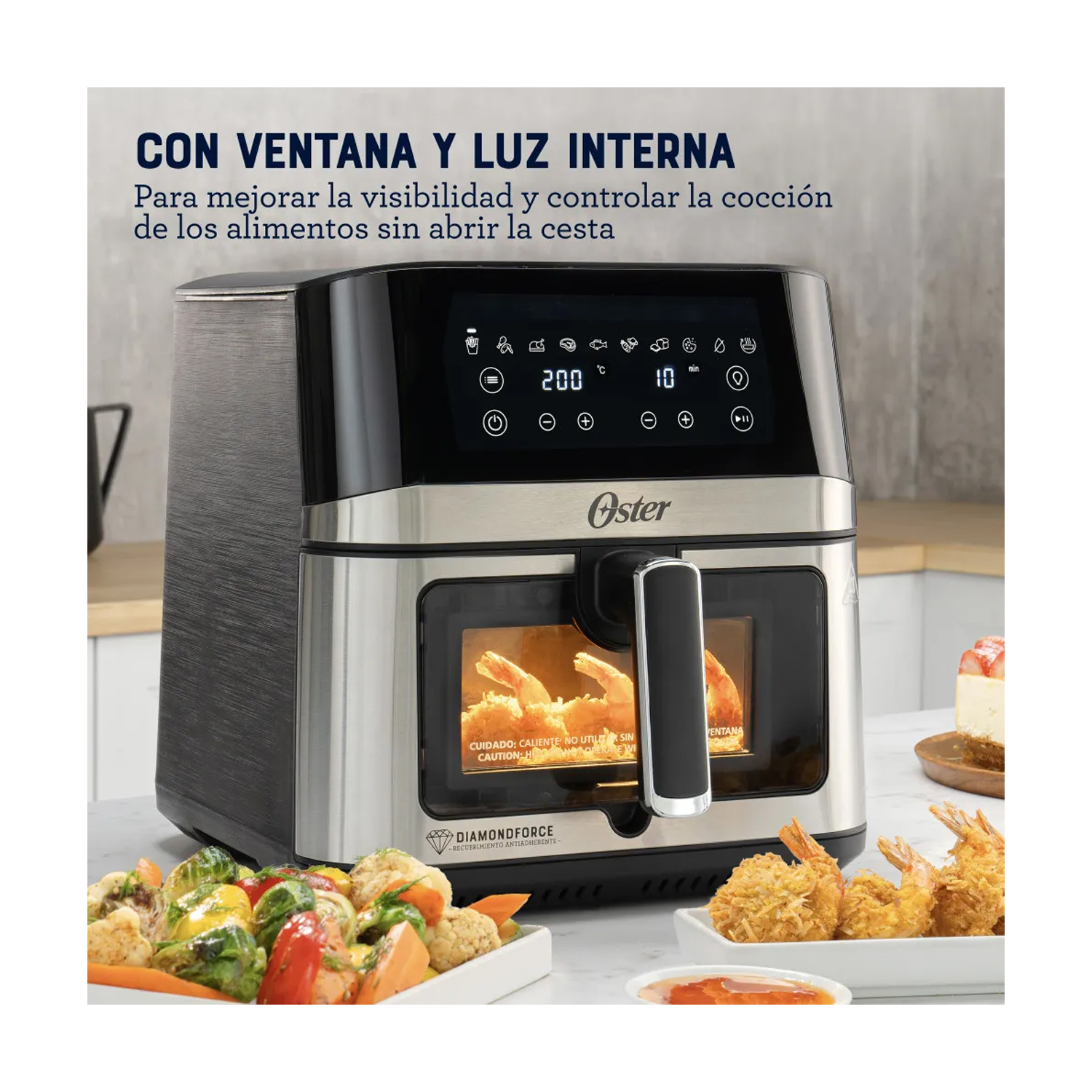 FREIDORA DE AIRE DIGITAL OSTER DIAMONDFORCE 7.5L CKSTAF75WDSSDF - 4