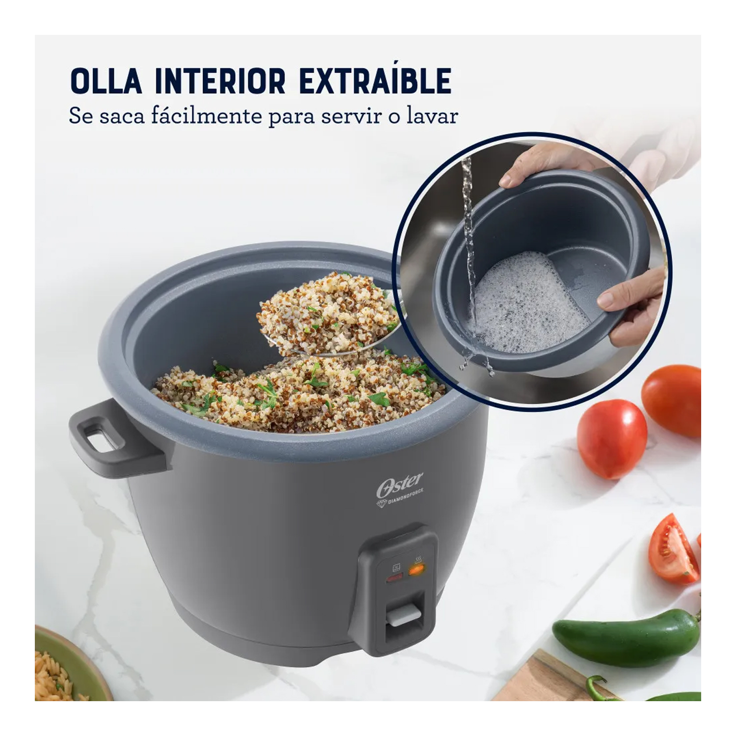 OLLA ARROCERA OSTER DE 1.8L DIAMONDFORCE CKSTRCB10DFSKE GRIS - 2