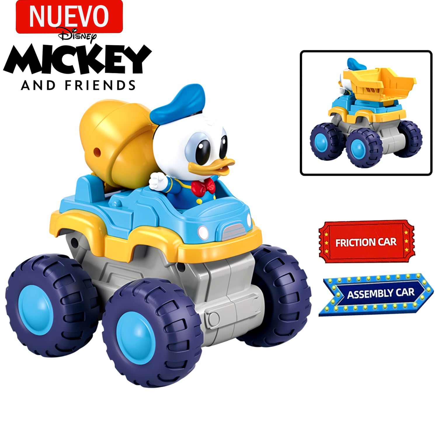 JUGUETE MEZCLADORA DE FRICCIÓN DEL PATO DONALD 2 EN 1 12 PIEZAS M38-LS005 - 1