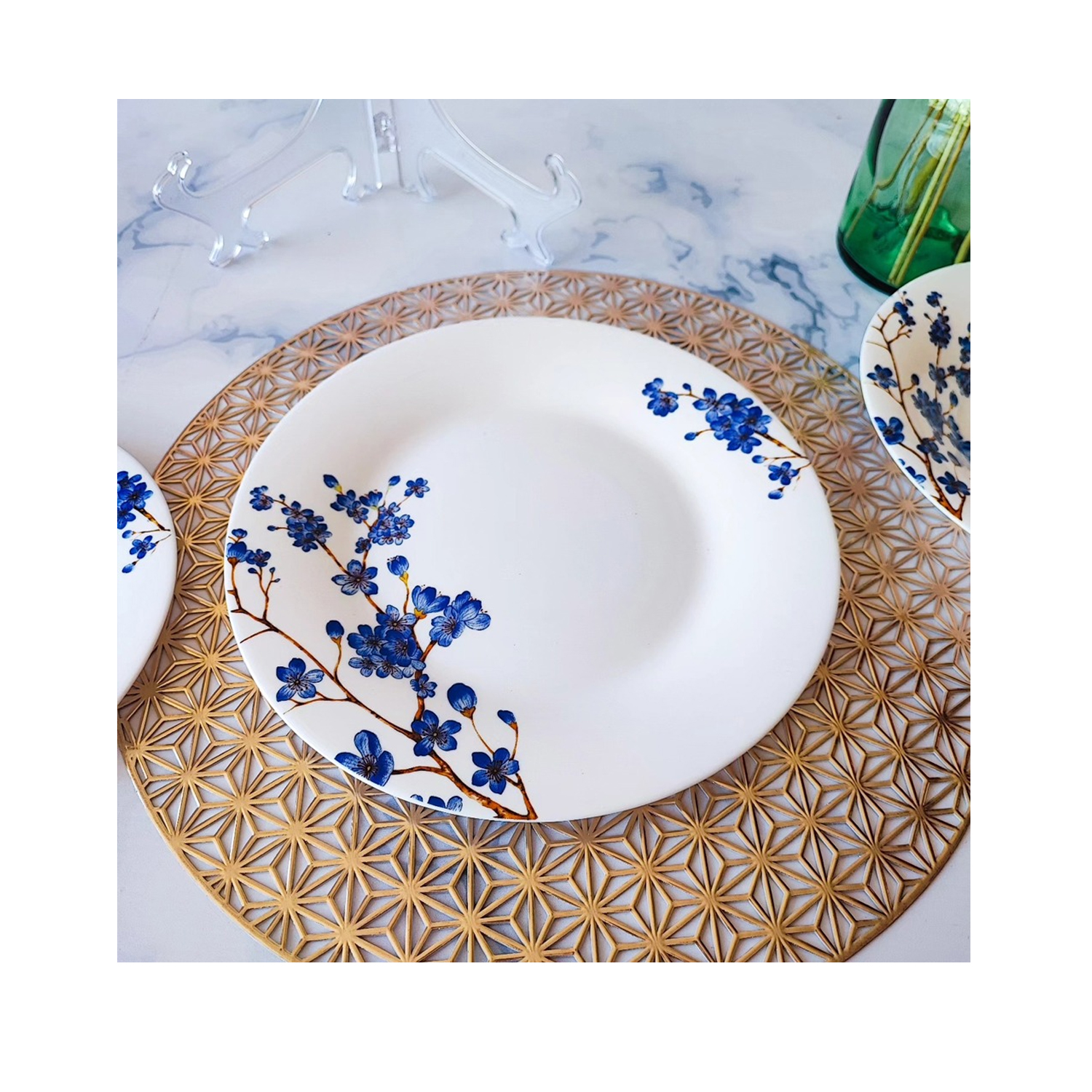 SET DE 18 PLATOS ECOVIDRIO AZULEA BEHOME - 2