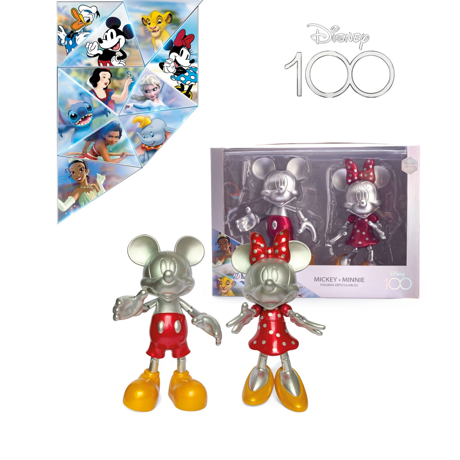 SET DE FIGURAS ARTICULABLES MICKEY Y MINNIE PLATINADO MM-1D100 - 2