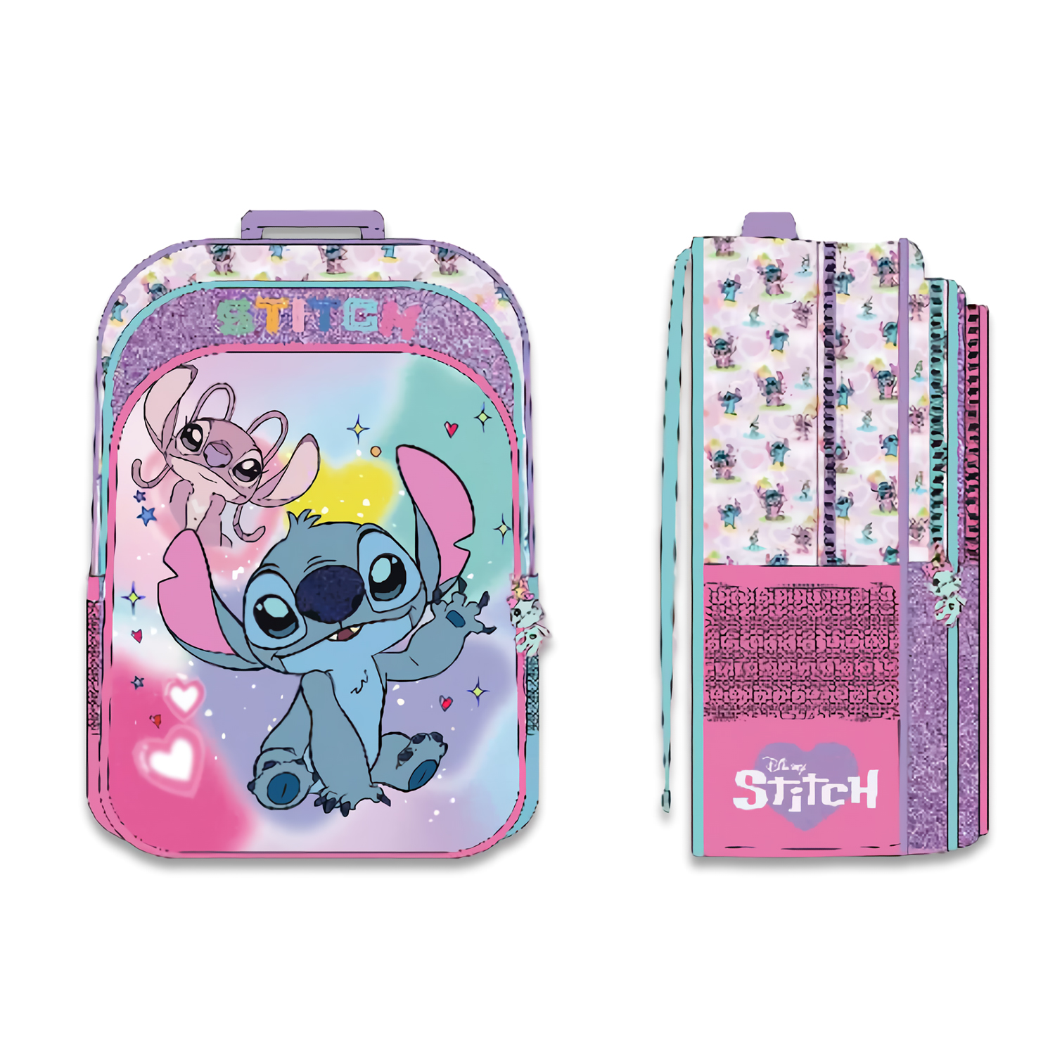 SET DE MOCHILA CON RUEDAS OFICIO LONCHERA Y CARTUCHERA STITCH STCH-3-163