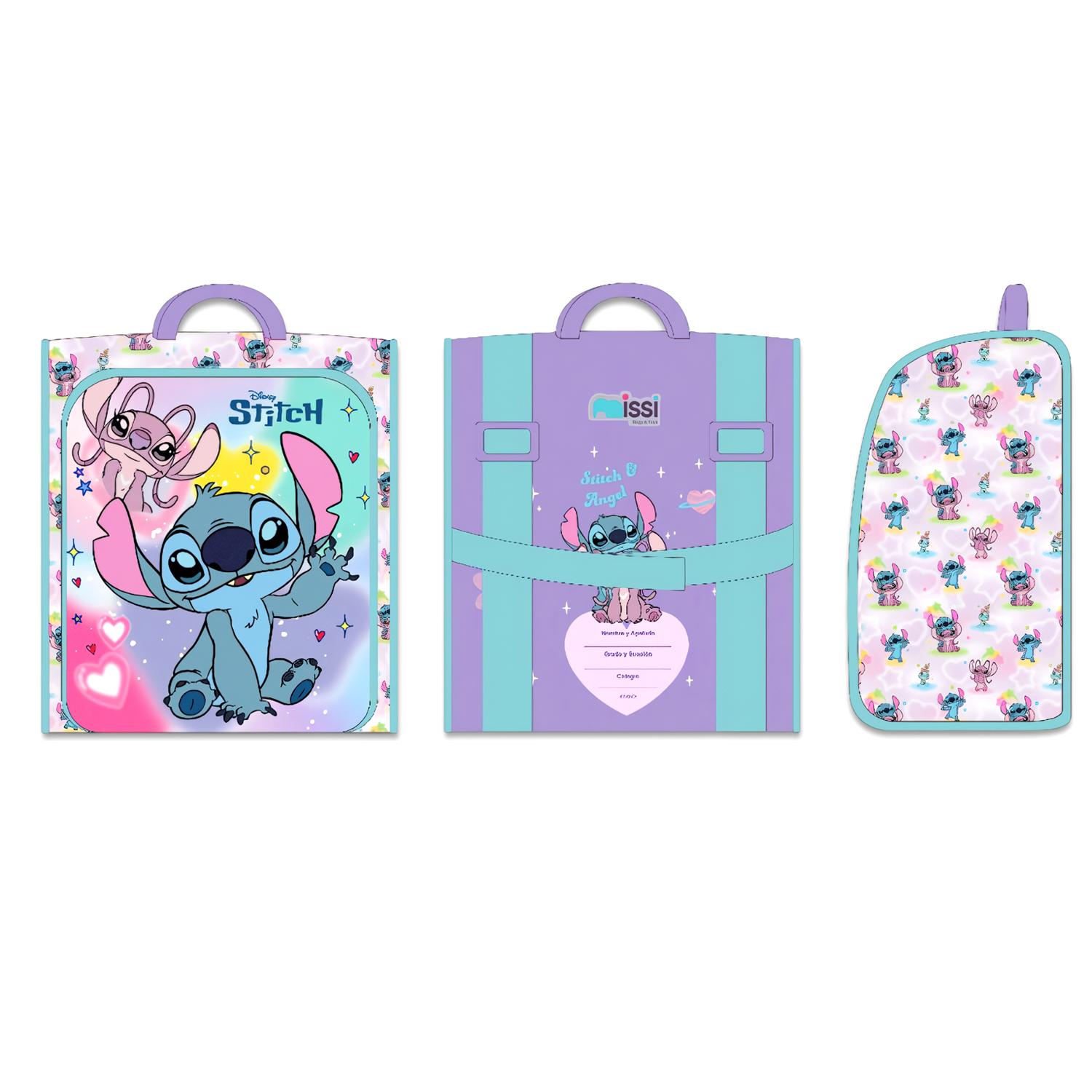 SET DE MOCHILA CON RUEDAS OFICIO LONCHERA Y CARTUCHERA STITCH STCH-3-163