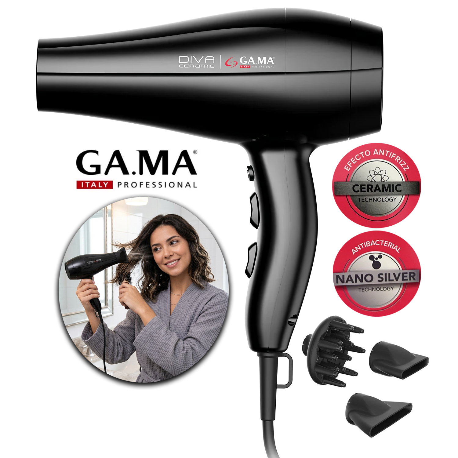 SECADORA GAMA DIVA CERÁMICA MOTOR AC 2300W BECHD0000001825 - 1