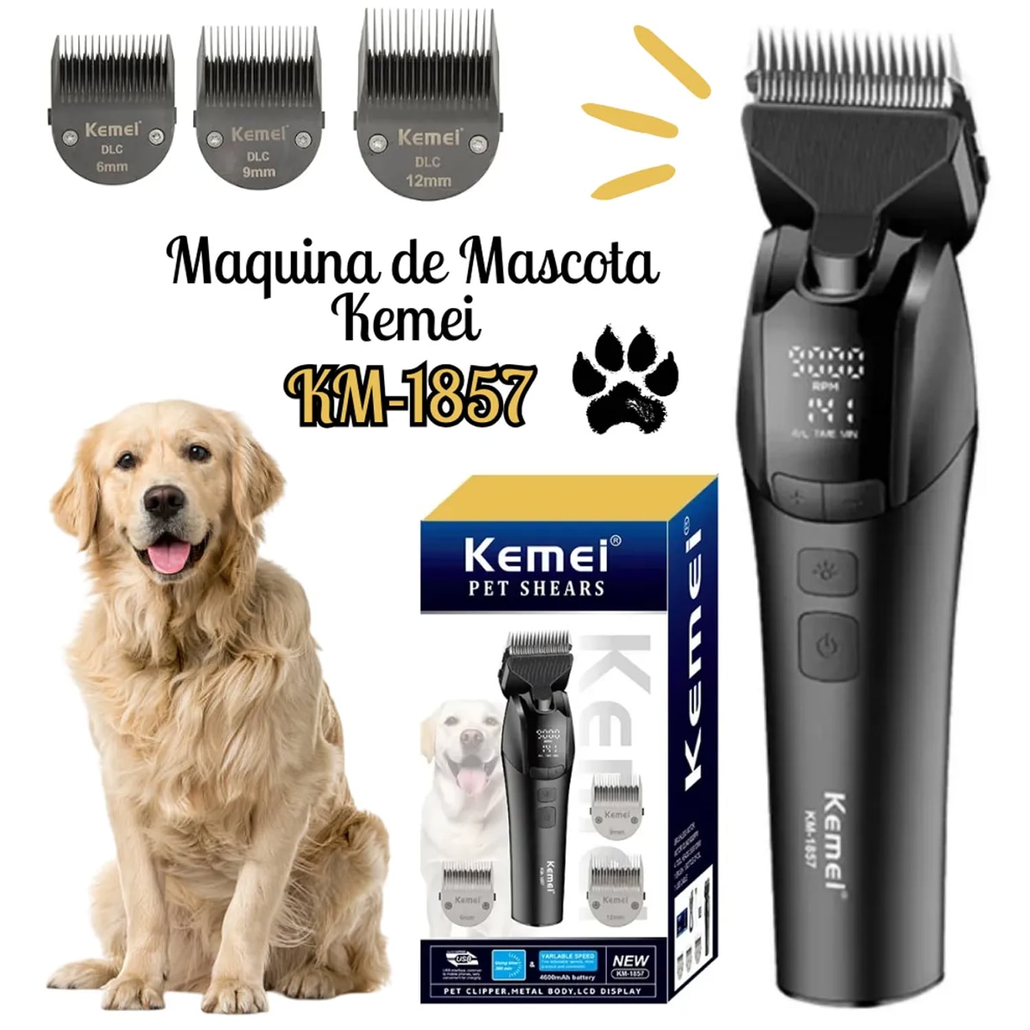 MÁQUINA DE CORTADOR PELO PARA MASCOTAS KEMEI KM-1857 - 1