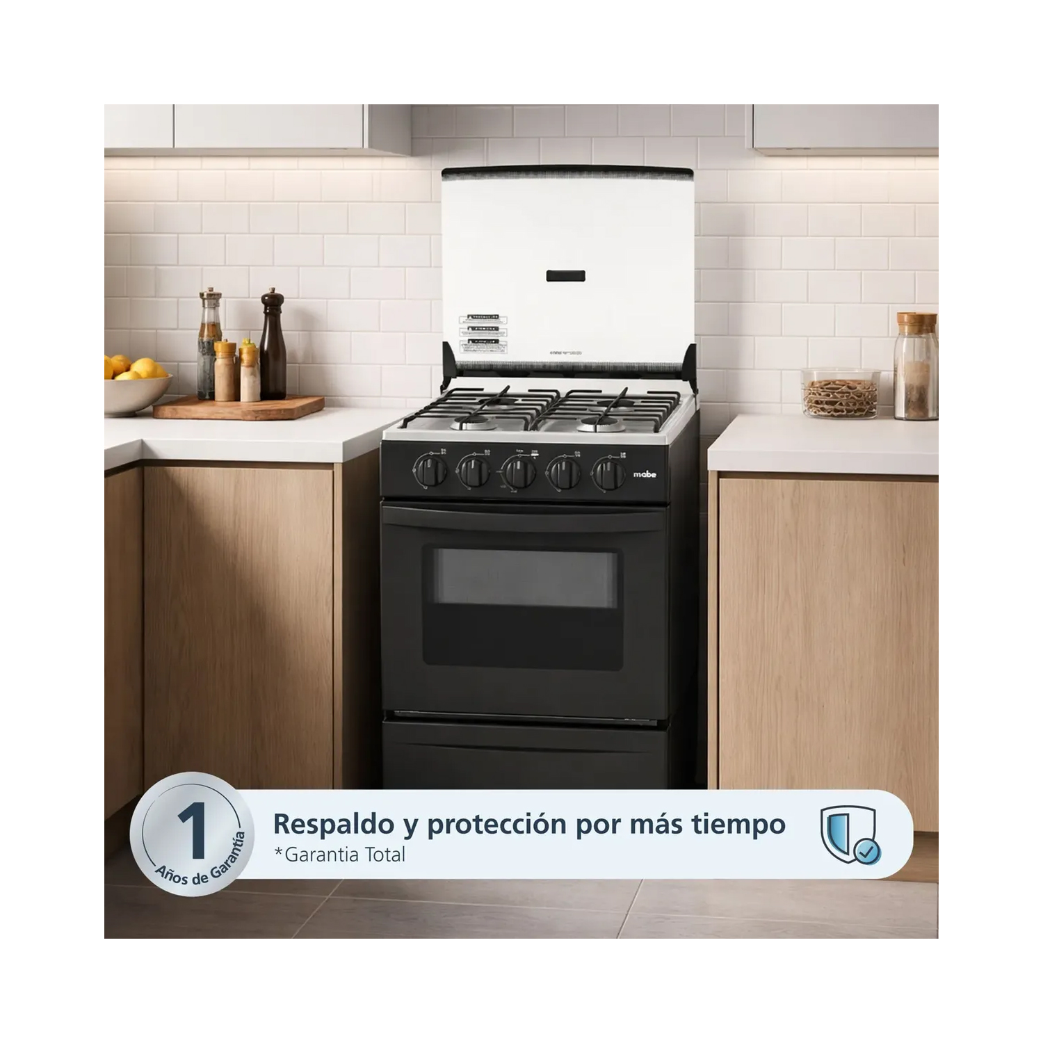 COCINA MABE DE PISO A GAS NEGRO EMP2000AN0 + CAMPANA CMU6020PB0 60 CM - 2