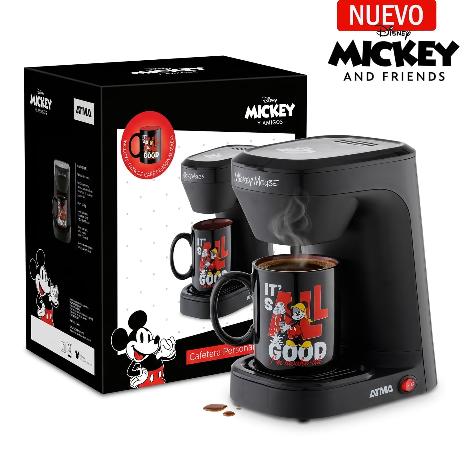 CUATRICOMBO ATMA WAFLERA SANDWICHERA +POP CORN MAKER +TOSTADORA +CAFETERA CON TAZA DE MICKEY - 6