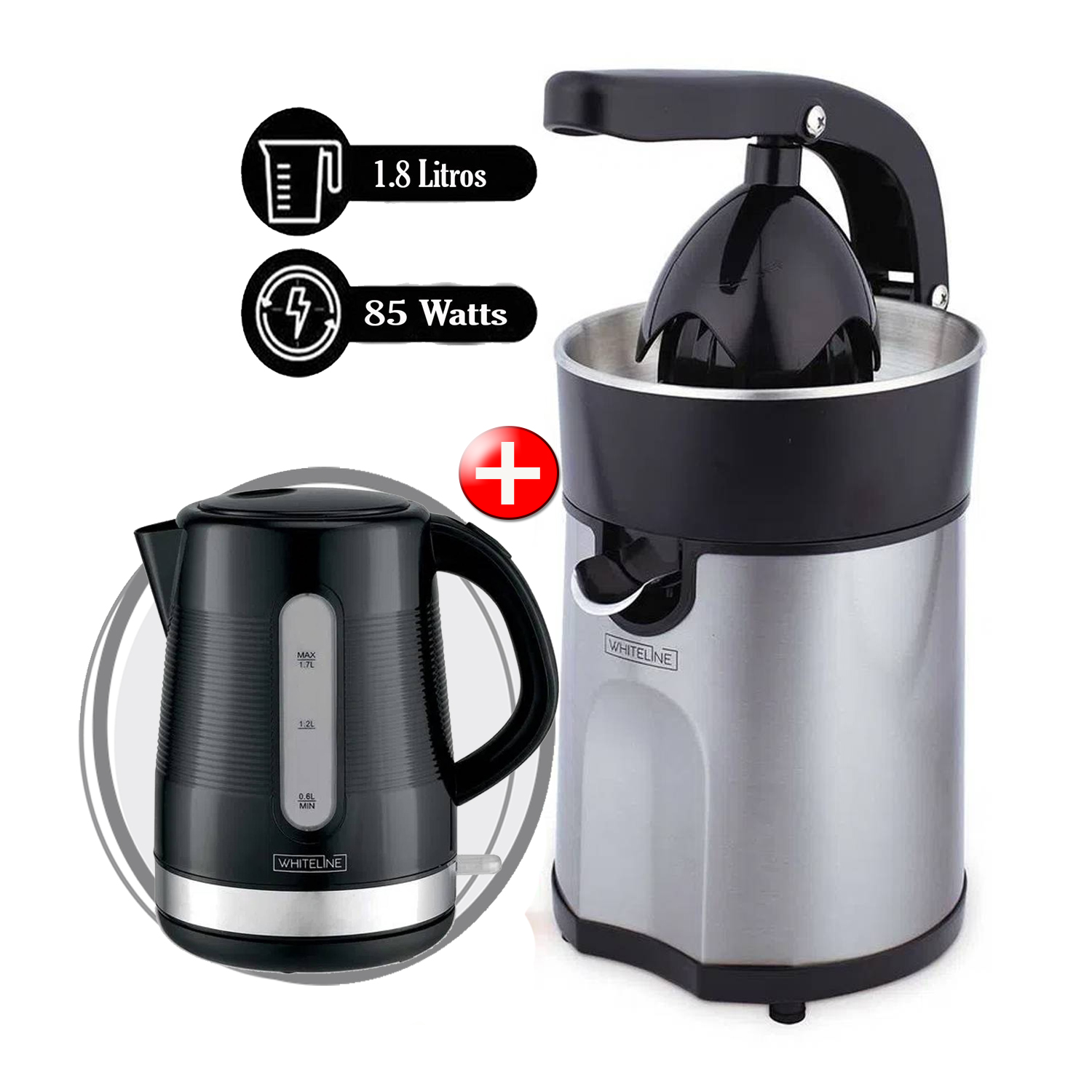 COMBO EXPRIMIDOR DE PALANCA DE CÍTRICOS WHITELINE 85W +  HERVIDOR 1.7 LITROS - 1