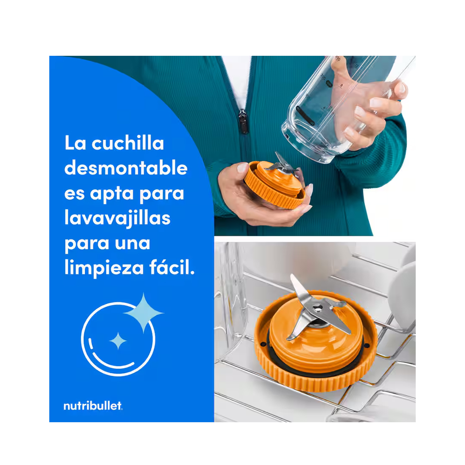 LICUADORA PORTÁTIL NUTRIBULLET FLEX 650 ML PARA SMOOTHIES Y BATIDOS NARANJA - 5