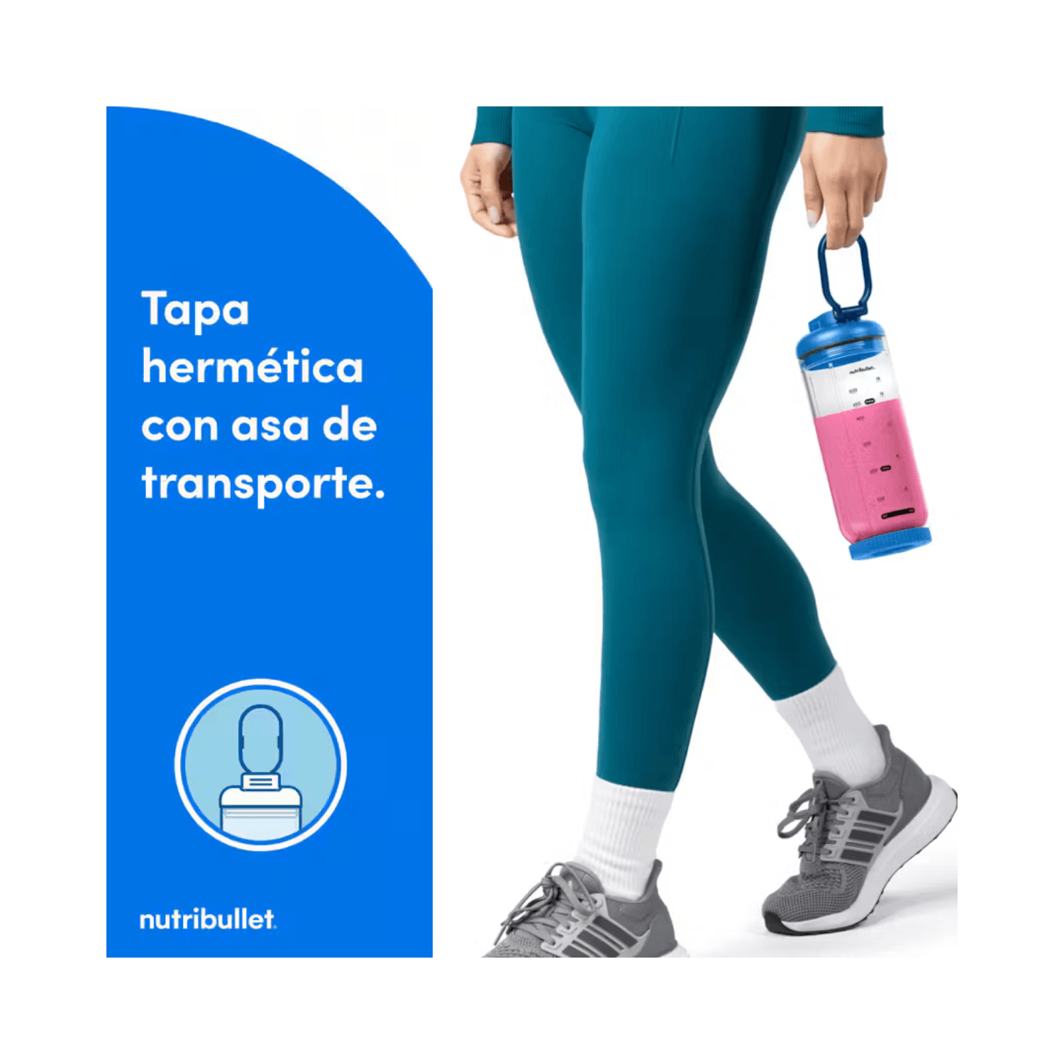 LICUADORA PORTÁTIL NUTRIBULLET FLEX 650 ML PARA SMOOTHIES Y BATIDOS AZUL - 8