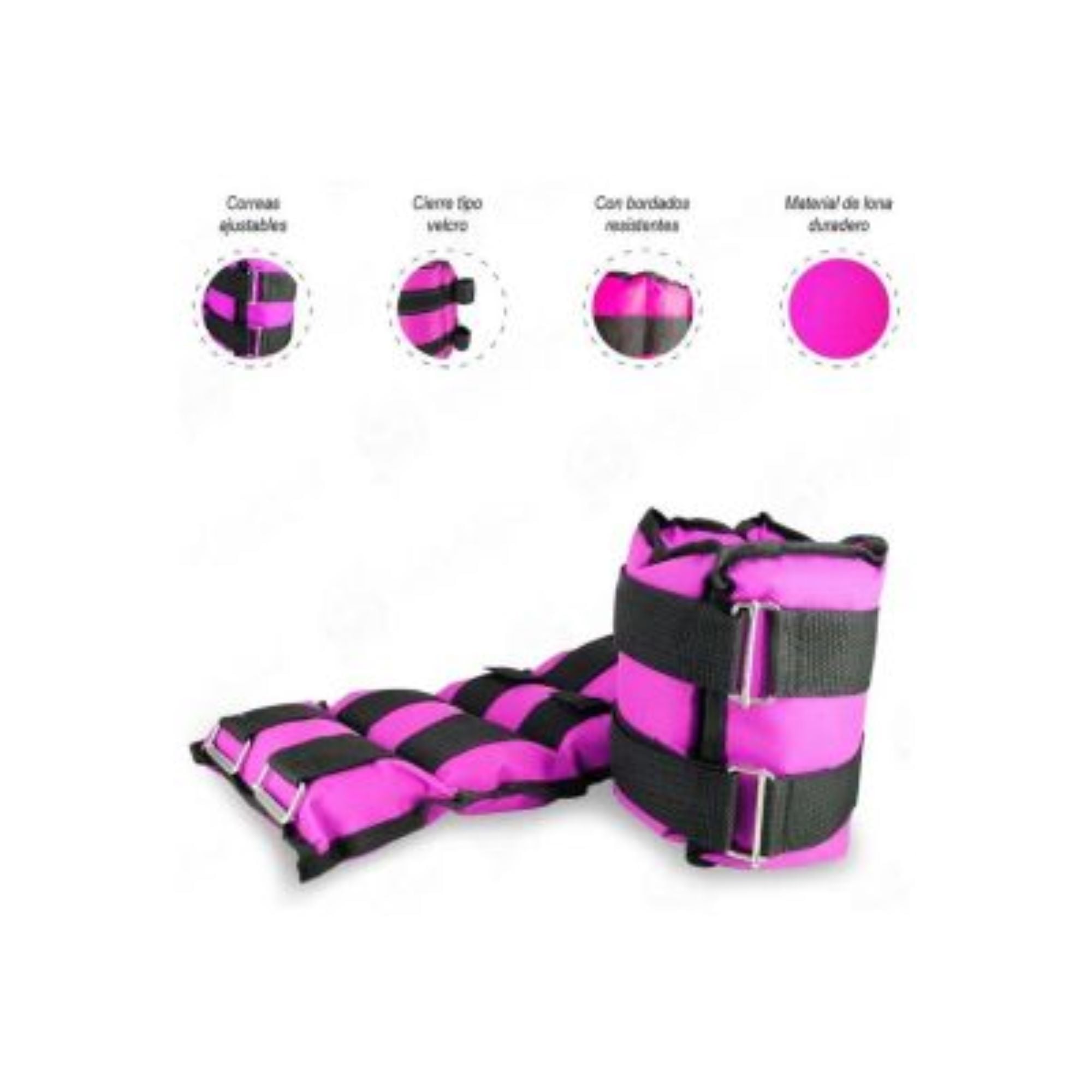 PESAS MUÑEQUERAS TOBILLERAS PESO DE 2 KG PACK 2U ROSA - 2