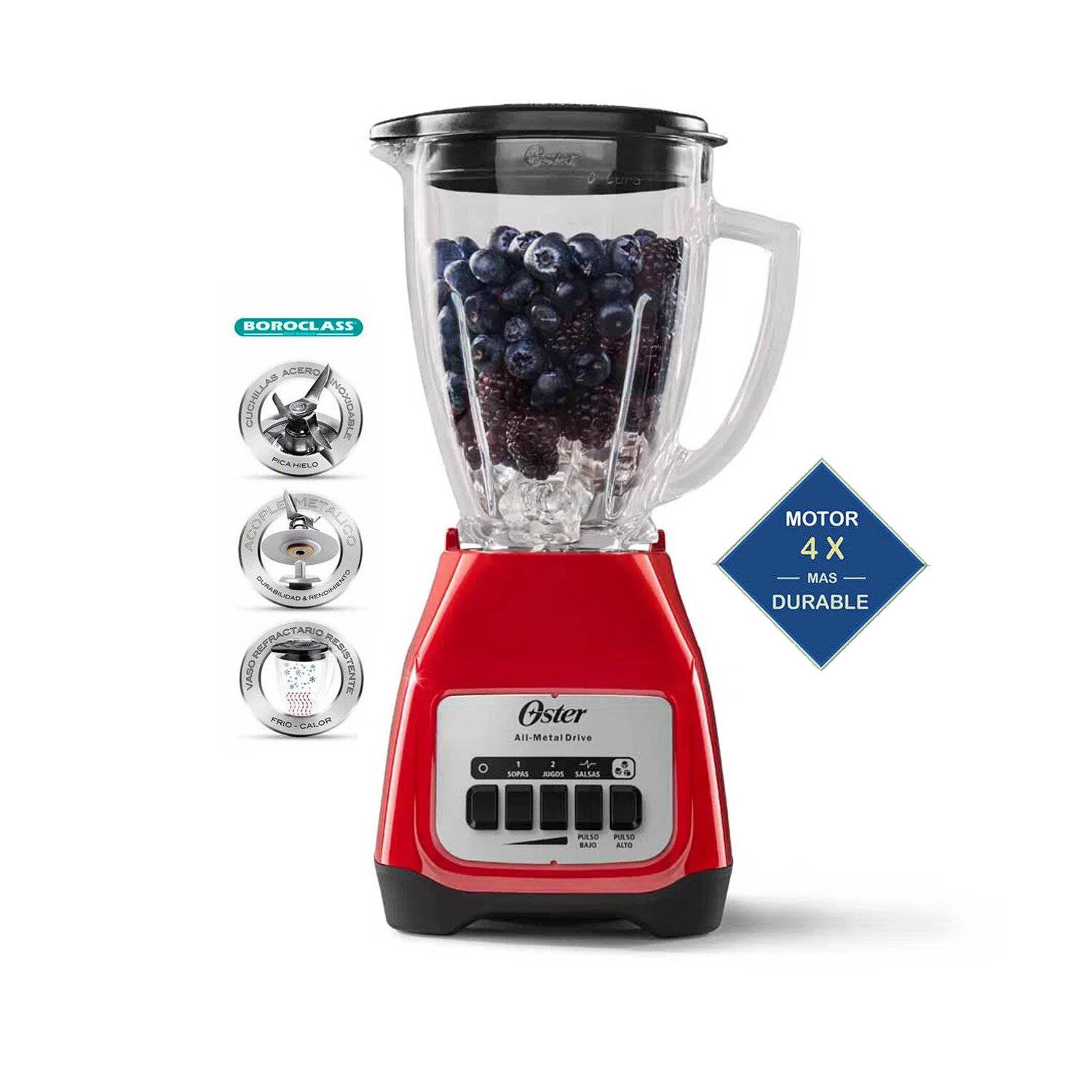 COMBO OSTER LICUADORA 2 VELOCIDADES BLSTKAG-RPB + HERVIDOR BVSTKT4177R 1.7LT - 5