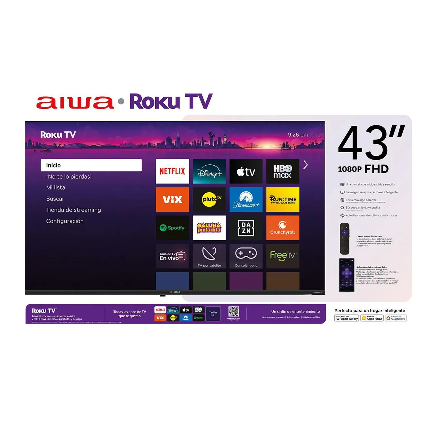 TELEVISOR AIWA SMART TV 43 FHD ROKU AW43B2RK - 6
