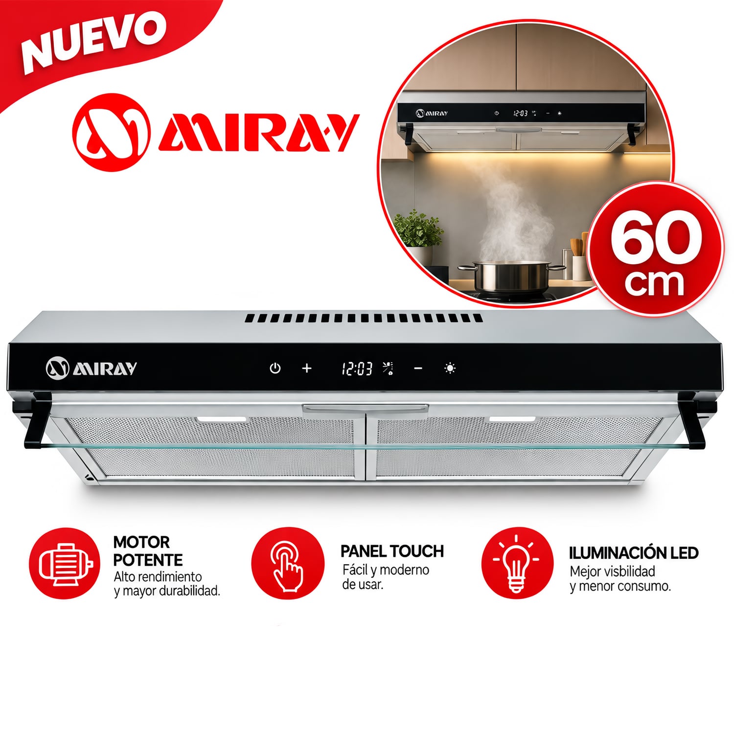 CAMPANA EXTRACTORA MIRAY CEM-606A 60 CM - 1