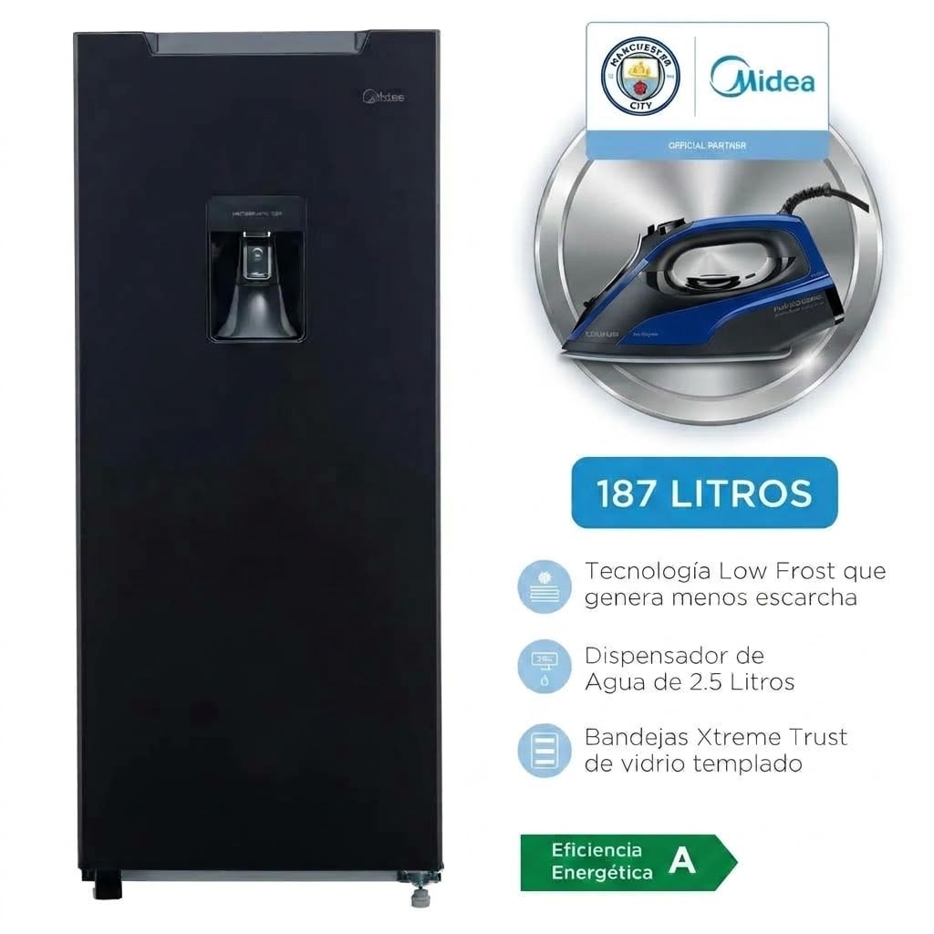 REFRIGERADORA MONOPUERTA 187L NEGRA MDRD190ANLXW +PLANCHA TAURUS - 1