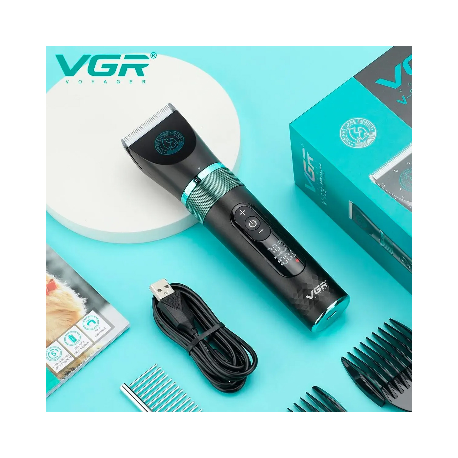 MÁQUINA CORTADOR DE PELO INALÁMBRICA PARA MASCOTA VGR V-209 - 3