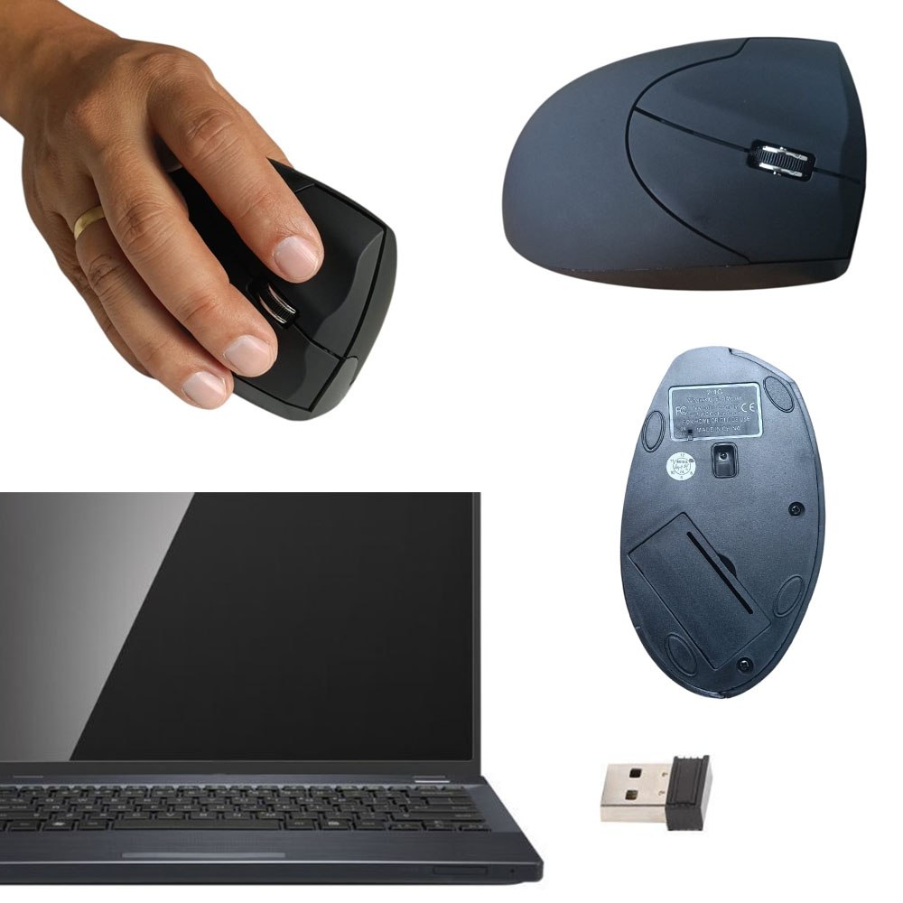 MOUSE INALÁMBRICO VERTICAL ERGONÓMICO USB EVITA TUNEL CARPIANO NEGRO SANTOFA ELECTRONICS - 6