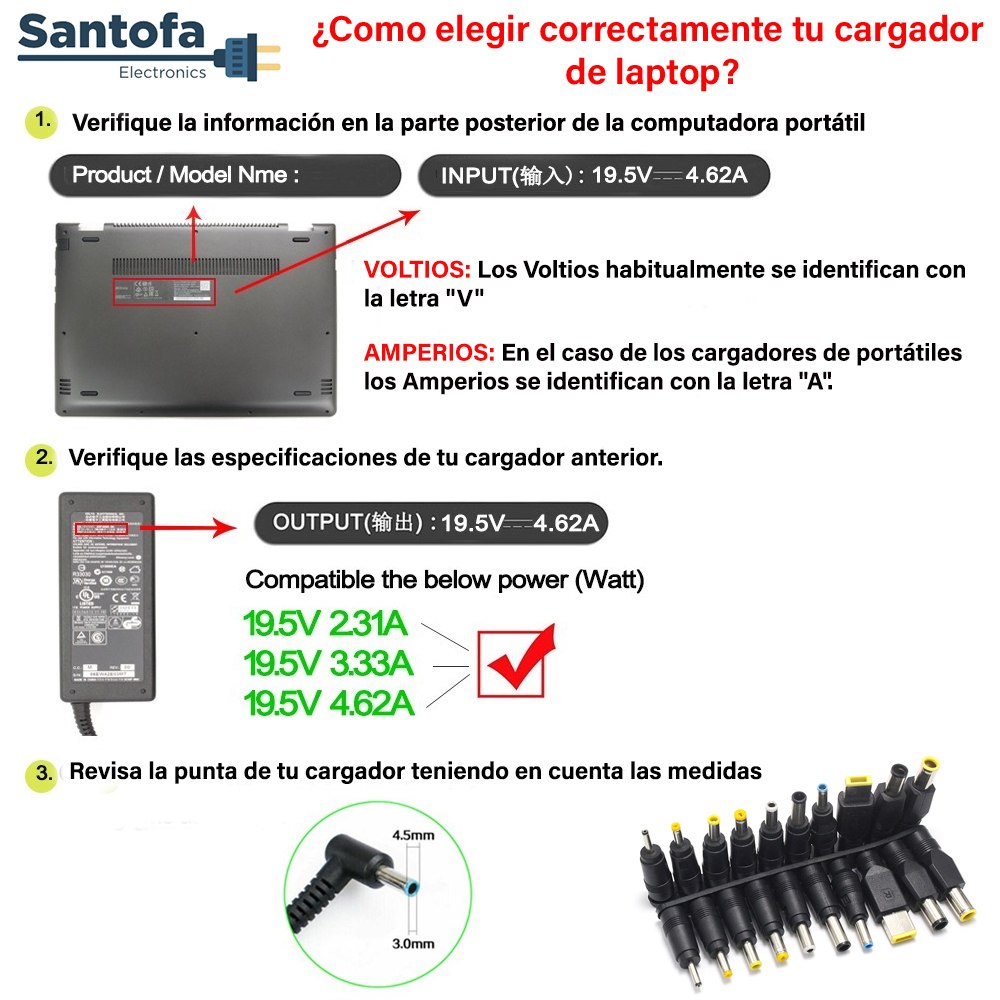 CARGADOR LAPTOP SANTOFA ELECTRONICS COMPATIBLE ASUS 19V 3.42A NUEVO PUNTA GRUESA - 8