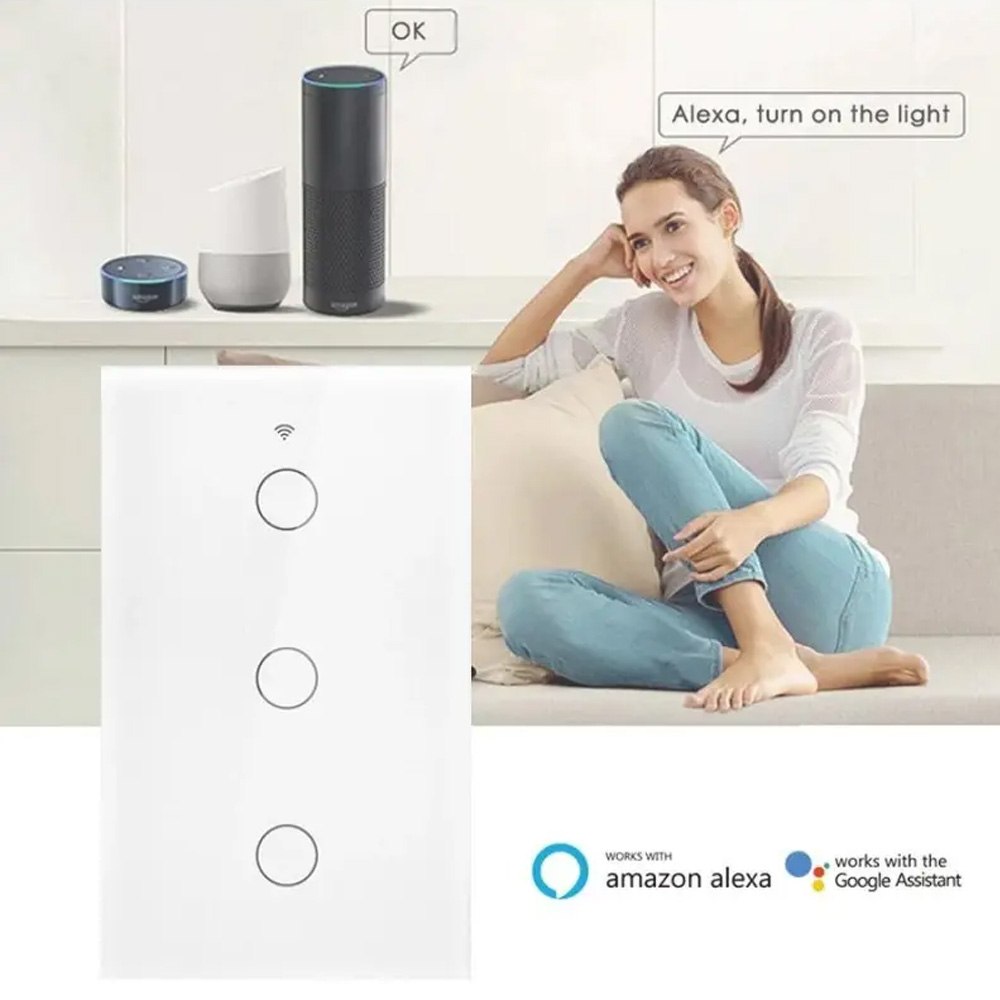 INTERRUPTOR XLD01 3 TOMAS INTELIGENTE WIFI CONTROL VOZ ALEXA GOOGLE TUYA SANTOFA ELECTRONICS BLANCO - 7