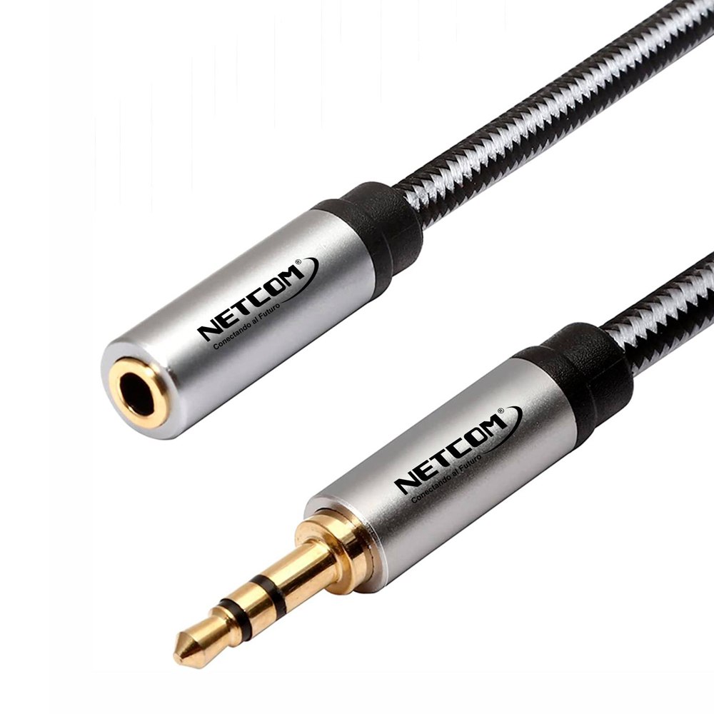 CABLE EXTENSIÓN DE AUDIO PLUG A JACK 3.5MM TRS NETCOM 5 MTS SANTOFA ELECTRONICS S1900 - 6