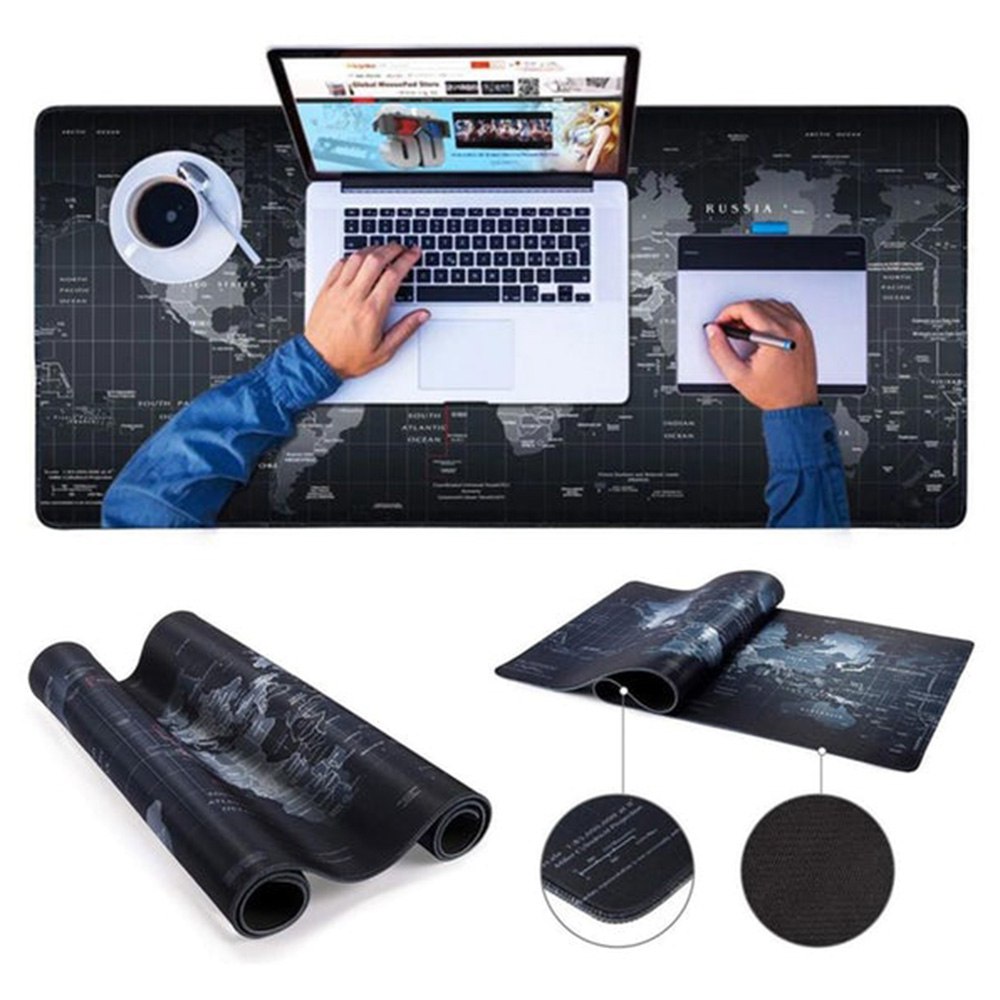 MOUSE PAD BASE ESCRITORIO XXL 40X90CM COMPUTADOR MAPA NEGRO SANTOFA ELECTRONICS S1910 - 6