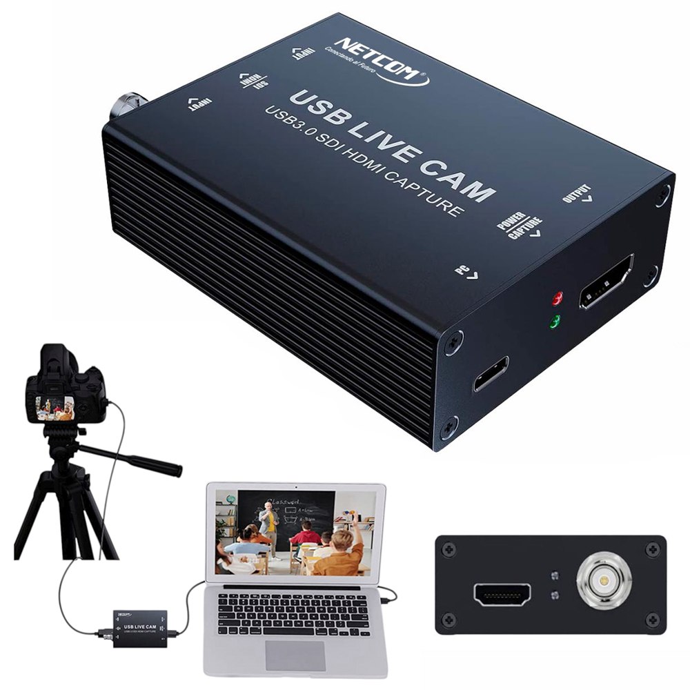 CAPTURADORA DE VIDEO HDMI Y SDI 4K 30HZ USB 3.0 NETCOM UVC SANTOFA ELECTRONICS S1911 - 2