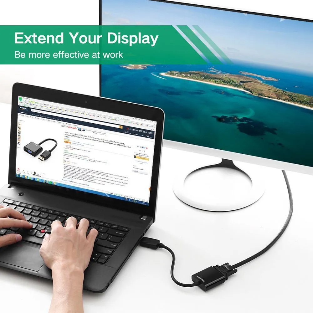 ADAPTADOR CONVERTIDOR DISPLAYPORT A VGA UGREEN PREMIUM DP SANTOFA ELECTRONICS S1923 - 4
