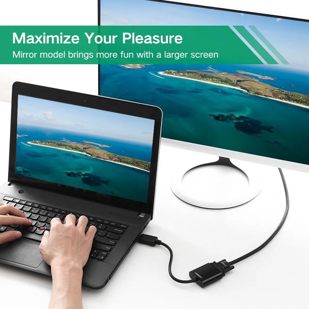 ADAPTADOR CONVERTIDOR DISPLAYPORT A VGA UGREEN PREMIUM DP SANTOFA ELECTRONICS S1923 - 6