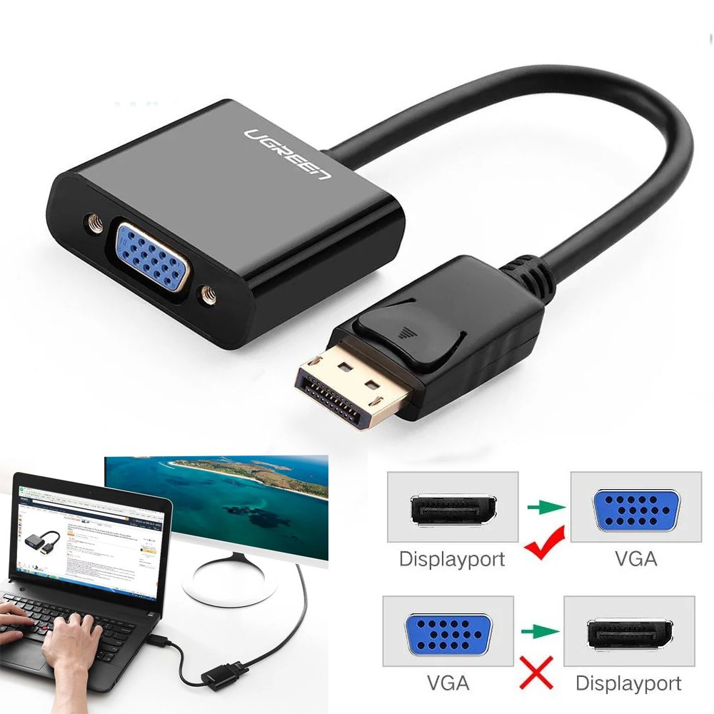 ADAPTADOR CONVERTIDOR DISPLAYPORT A VGA UGREEN PREMIUM DP SANTOFA ELECTRONICS S1923 - 8